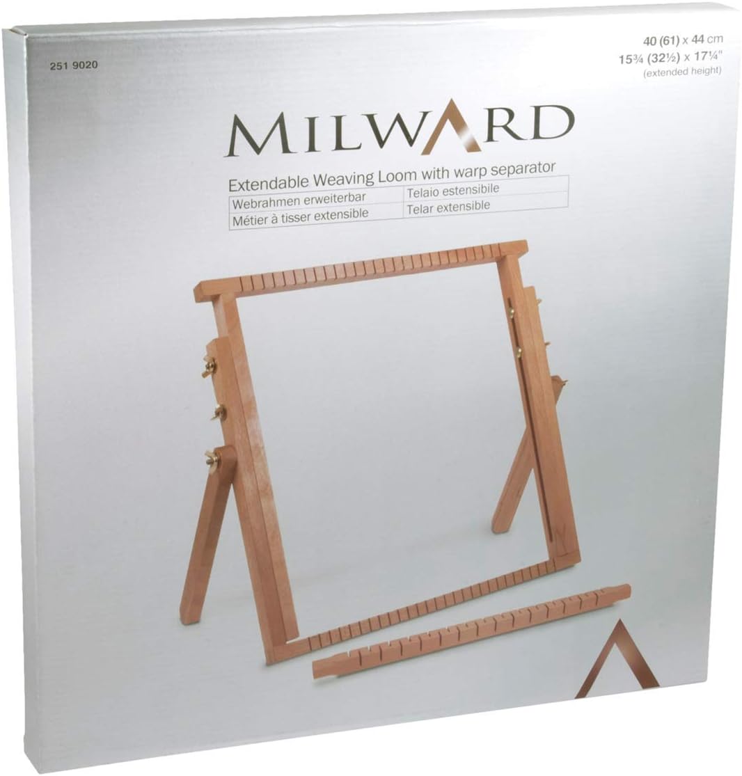 Detalle de MILWARD 2519020 – wysuwane krosno tkackie z drewna bukowego 40 × 40–61 cm