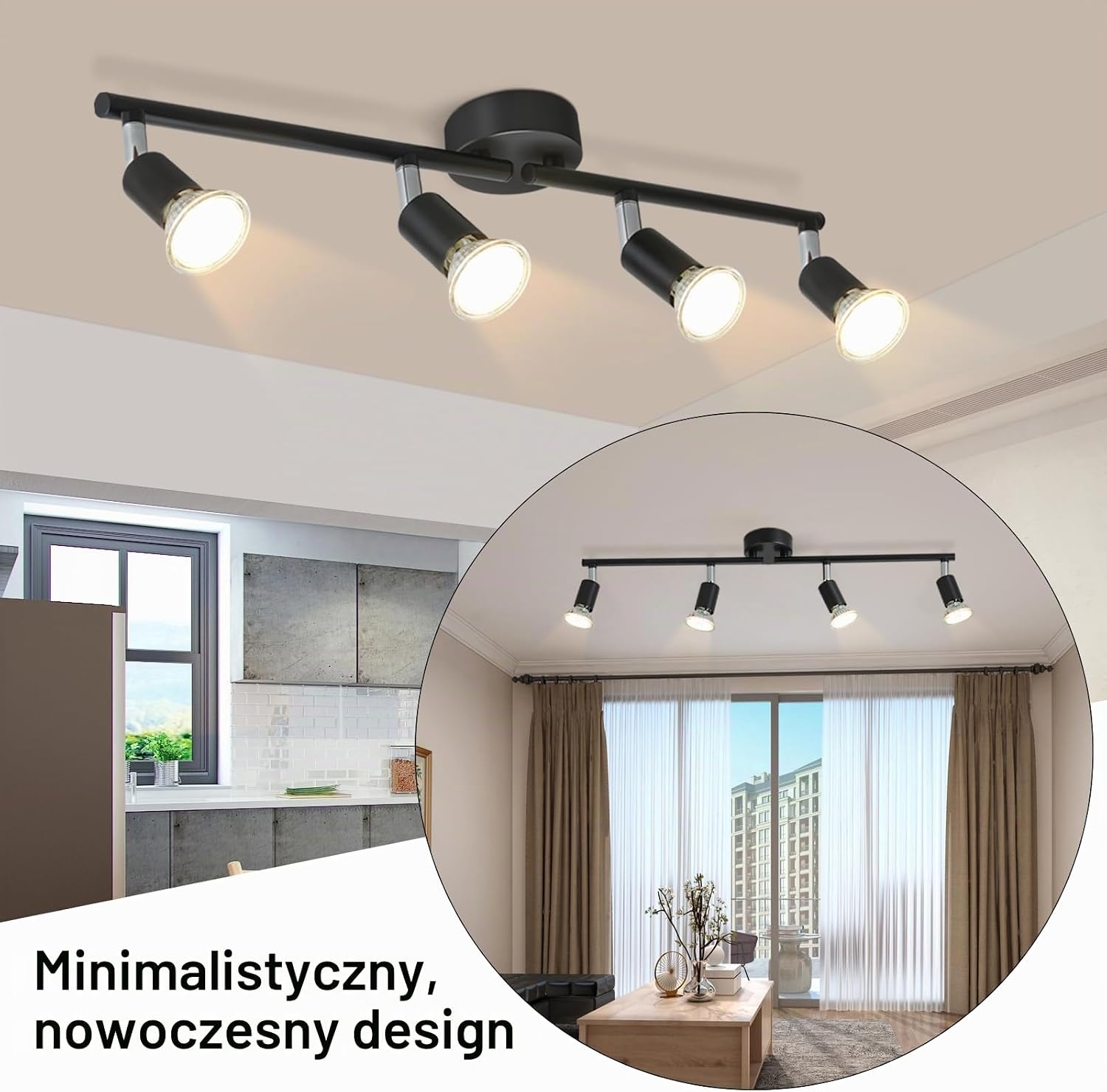 Thumbnail 6 de Lichtmaler S104-ZH – czarna lampa sufitowa z 4 reflektorami GU10