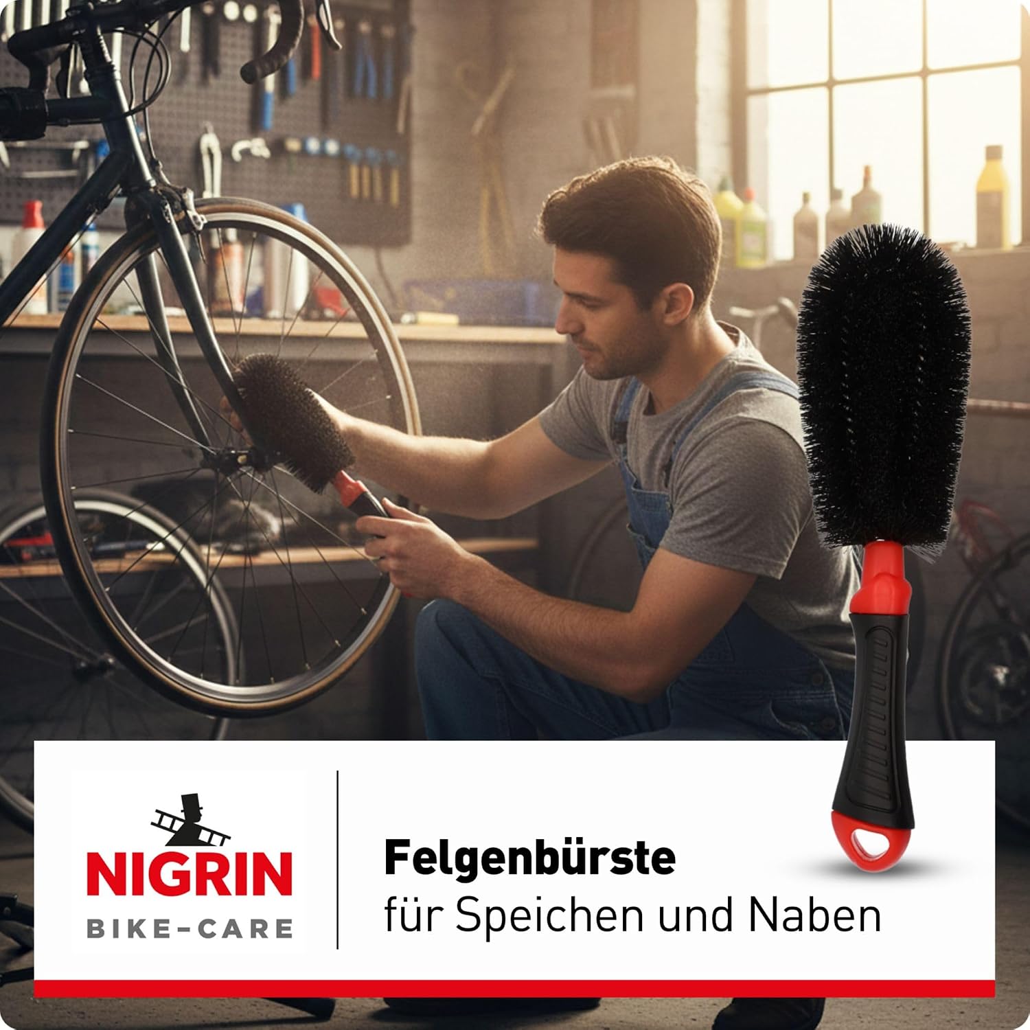 Detalle de NIGRIN 753947 Bike Care Bicycle Cleaning Brush Set, 3-Piece