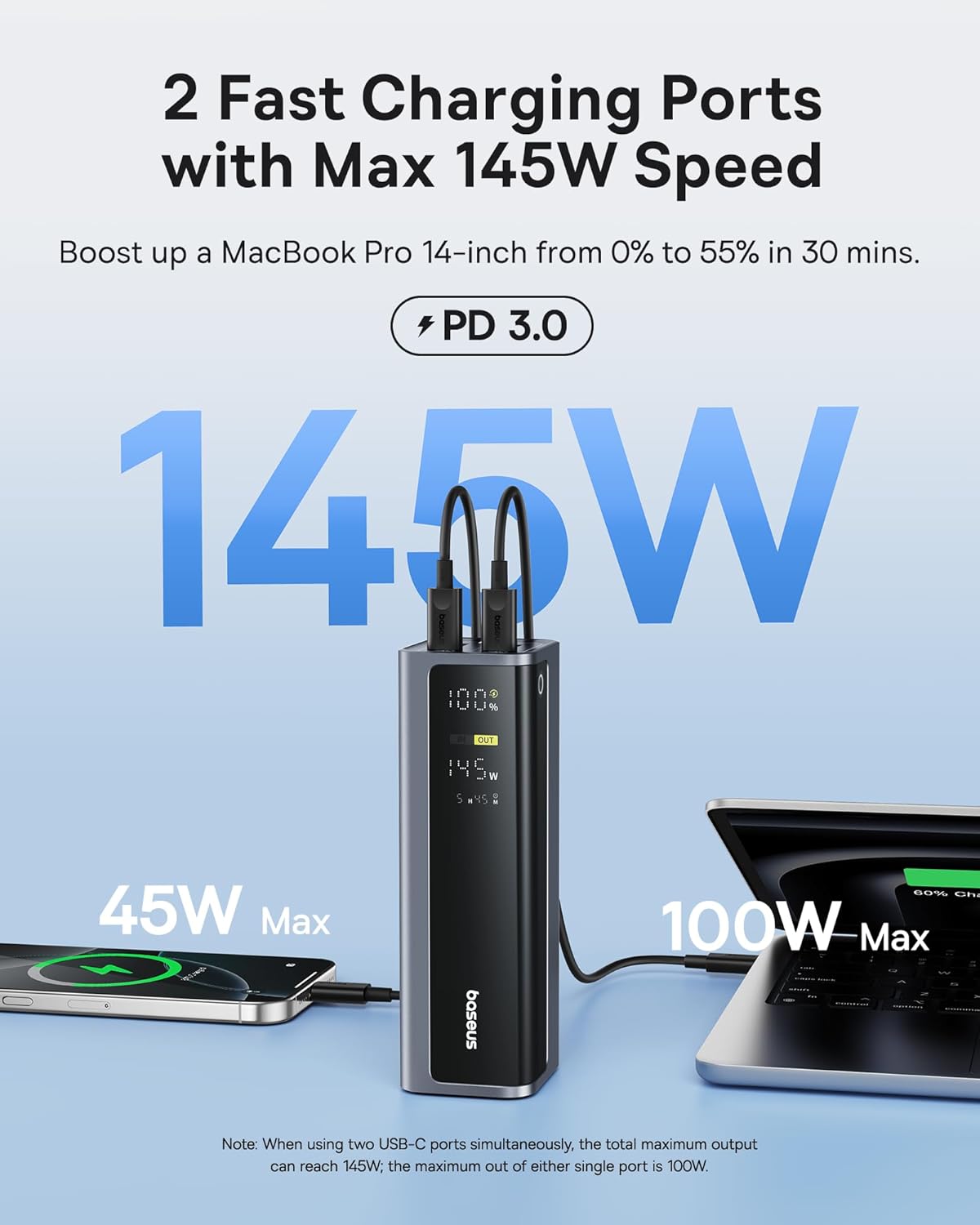 Thumbnail 1 de Baseus EnerGeek Laptop Powerbank 145W 20800mAh – Dual USB-C PD, 4‑Device Charging