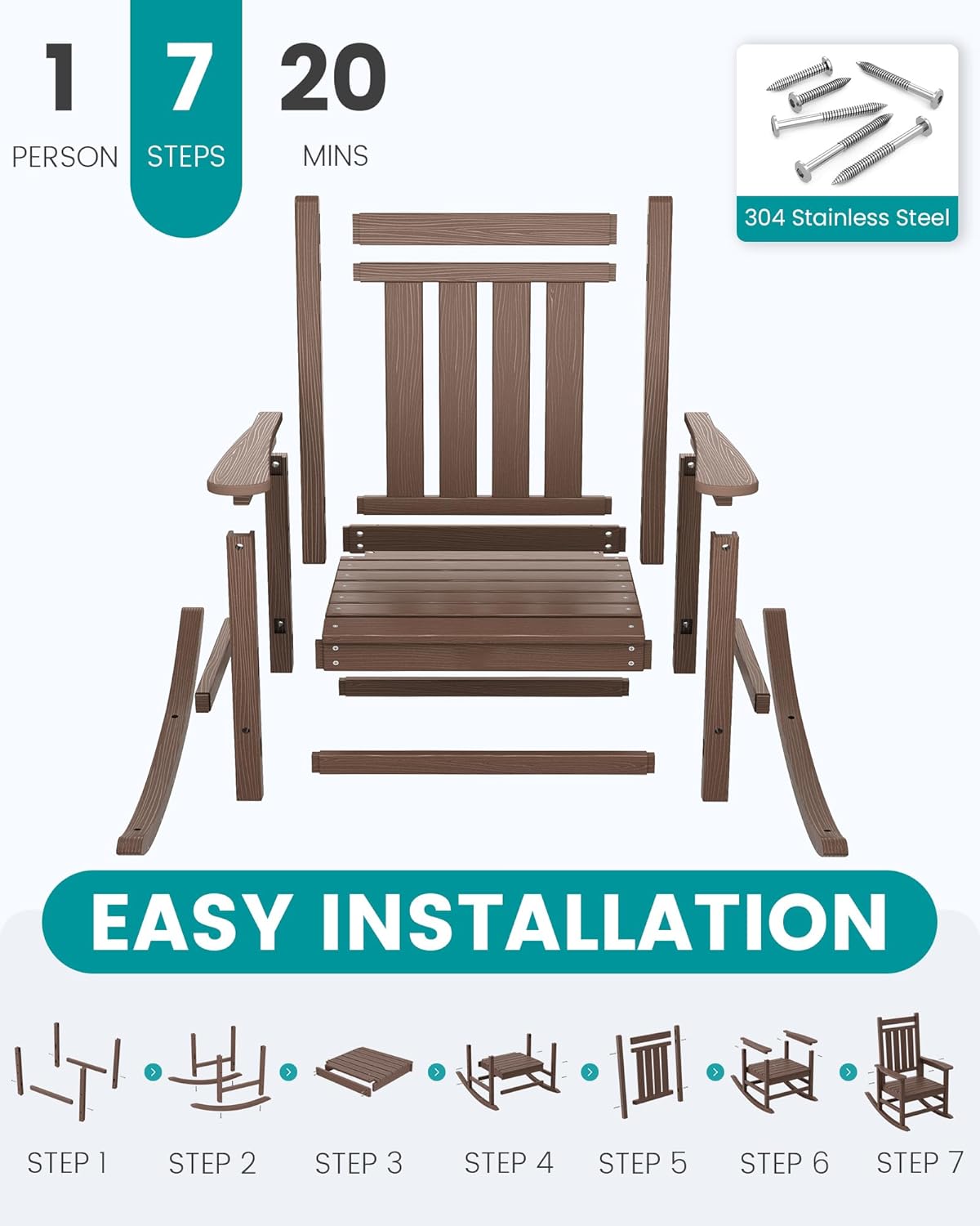 Detalle 1 de SERWALL Outdoor Rocking Chairs, HDPE