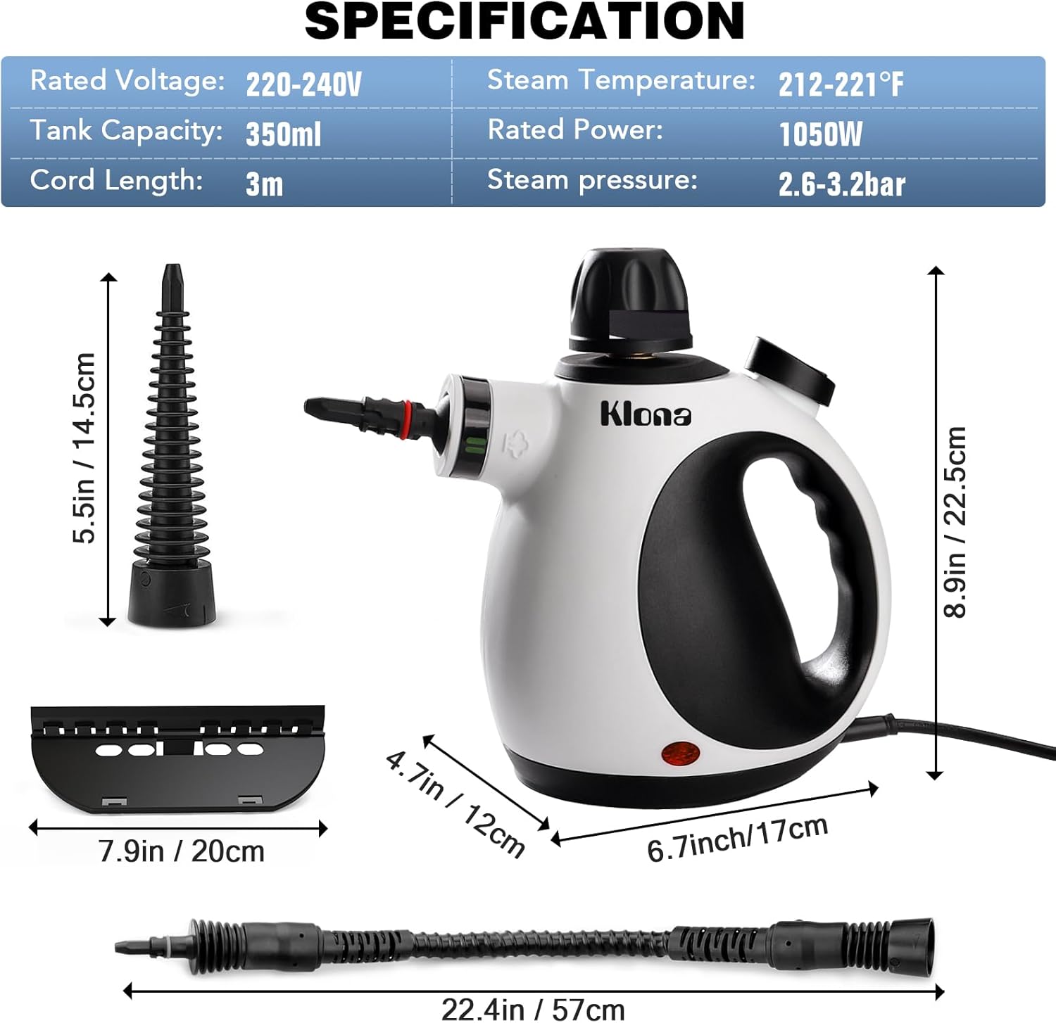 Thumbnail 1 de KLONA Steam Cleaner: Multi-Purpose Handheld Steamer with 10 Accessories