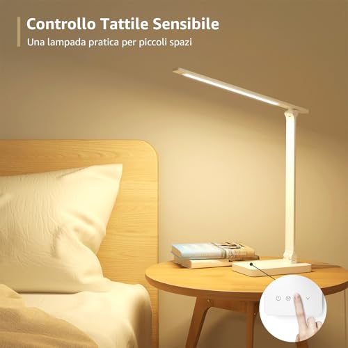 Detalle de Lepro Lampada da Scrivania LED 15W 655LM: luce modulabile con porta USB integrata