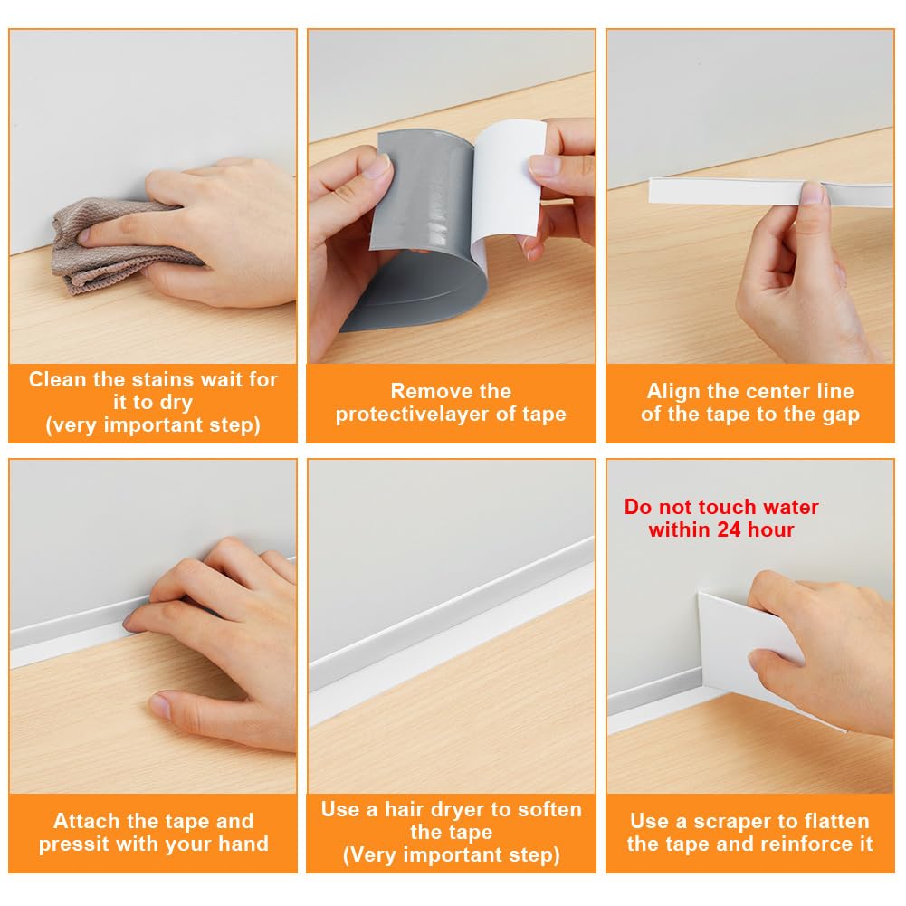 Detalle de Flintronic Bath Sealant Strip: 10m Self-Adhesive PVC Caulk Tape for Kitchen, Bathroom & Toilet Corners