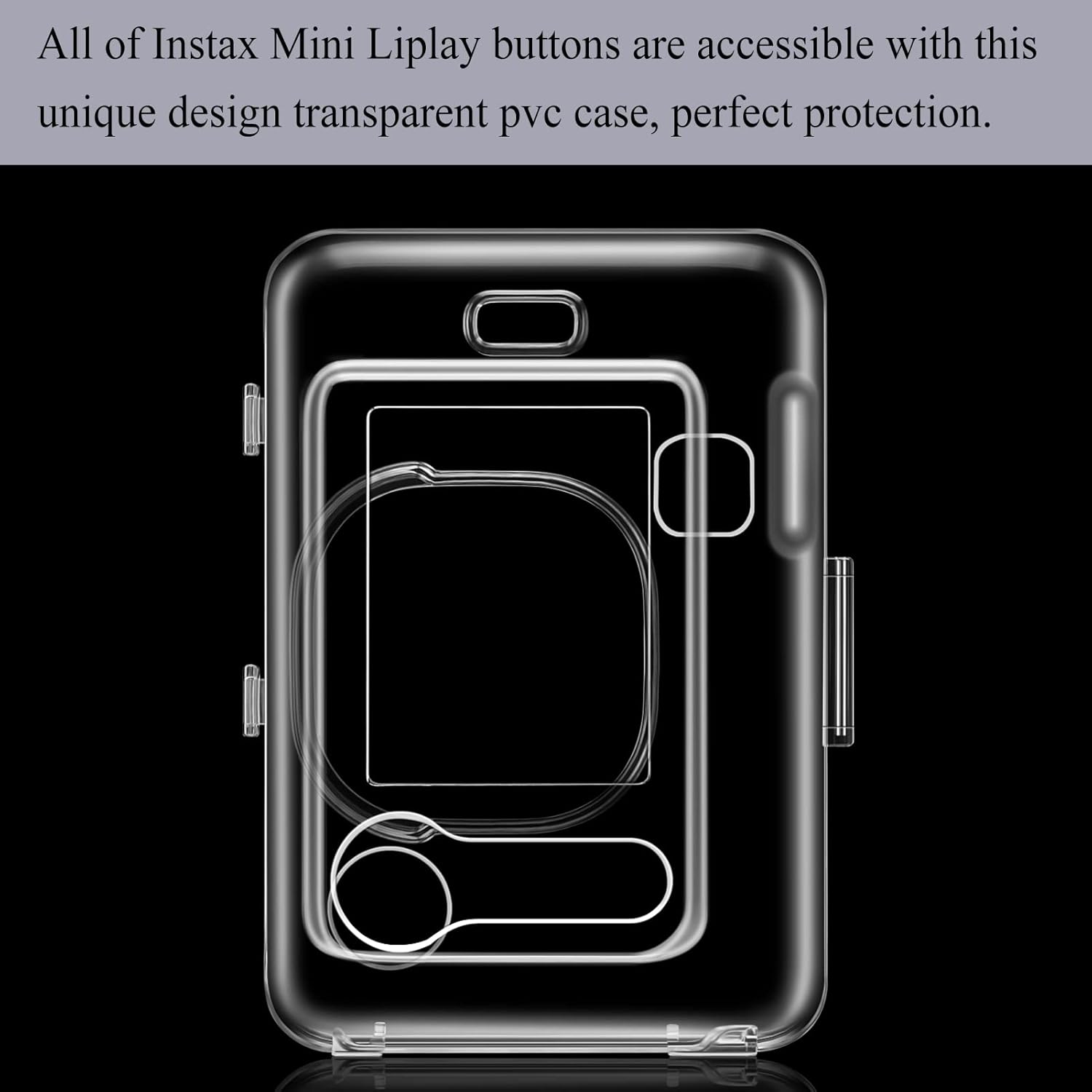 Detalle 2 de FINTIE custodia protettiva in PVC trasparente compatibile con Fujifilm Instax Mini LiPlay