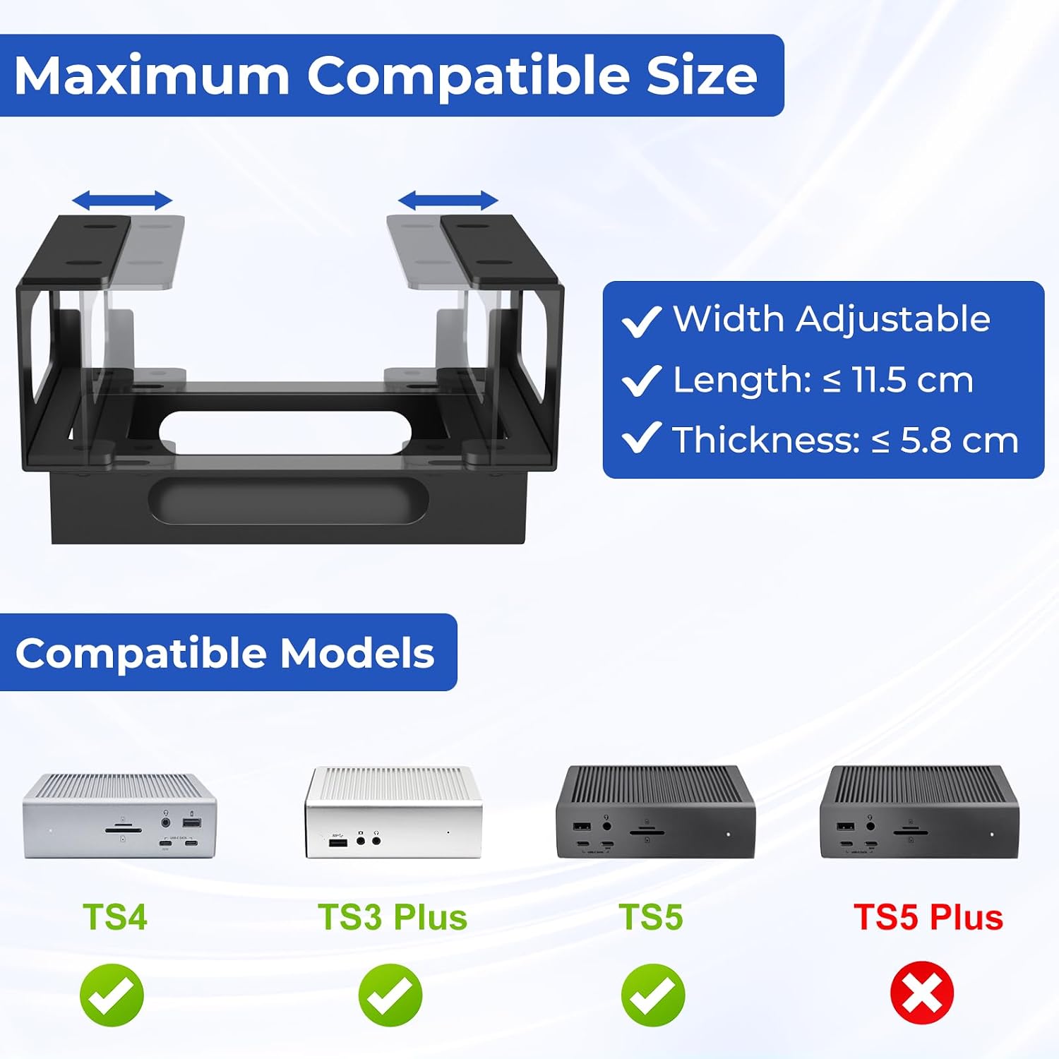 Detalle de Bedycoon CalDigit TS4・TS3 Plus・TS5対応 金属製デスク下ドックマウント
