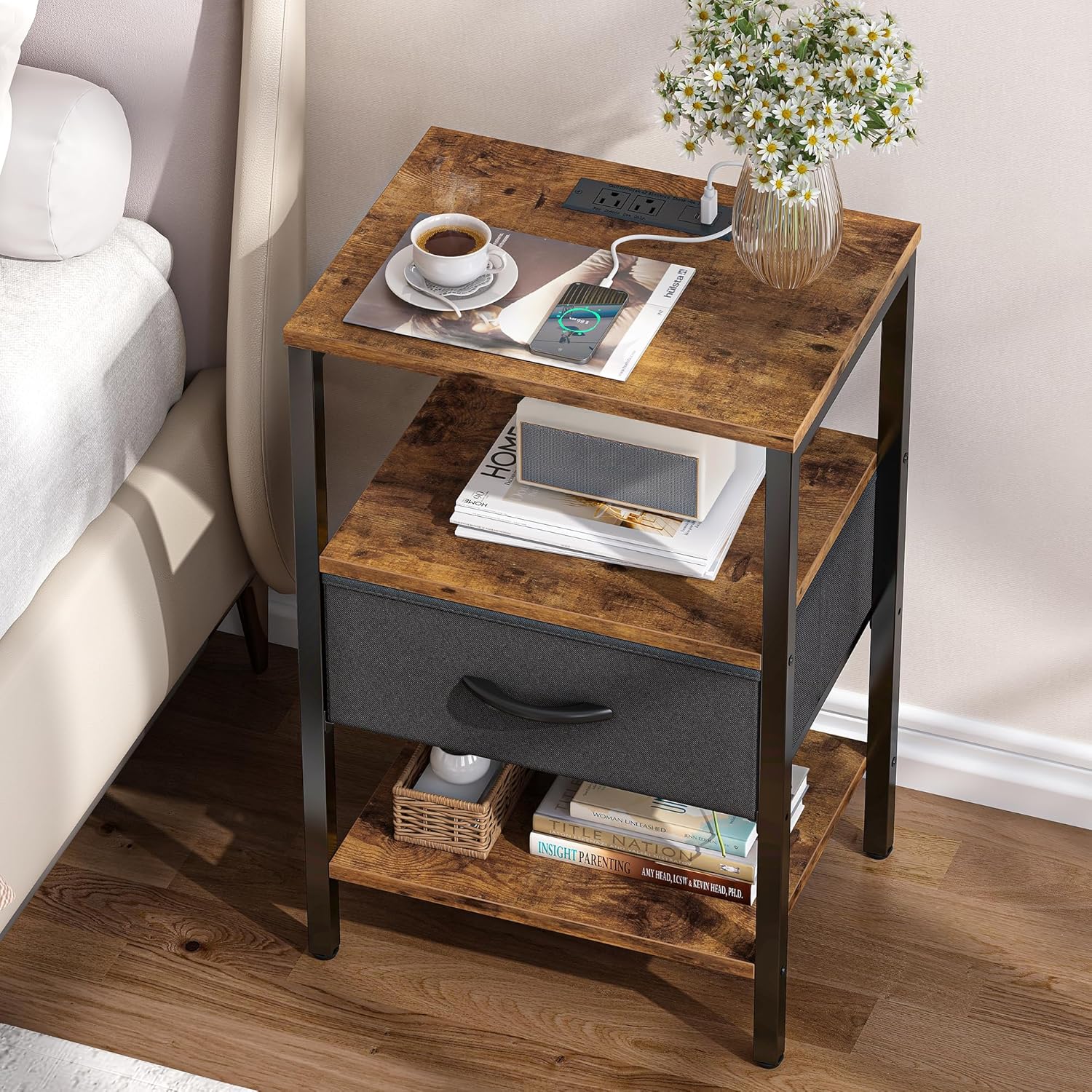 Thumbnail 1 de SUPERJARE Nightstand Set of 2 with Charging Station 🛋