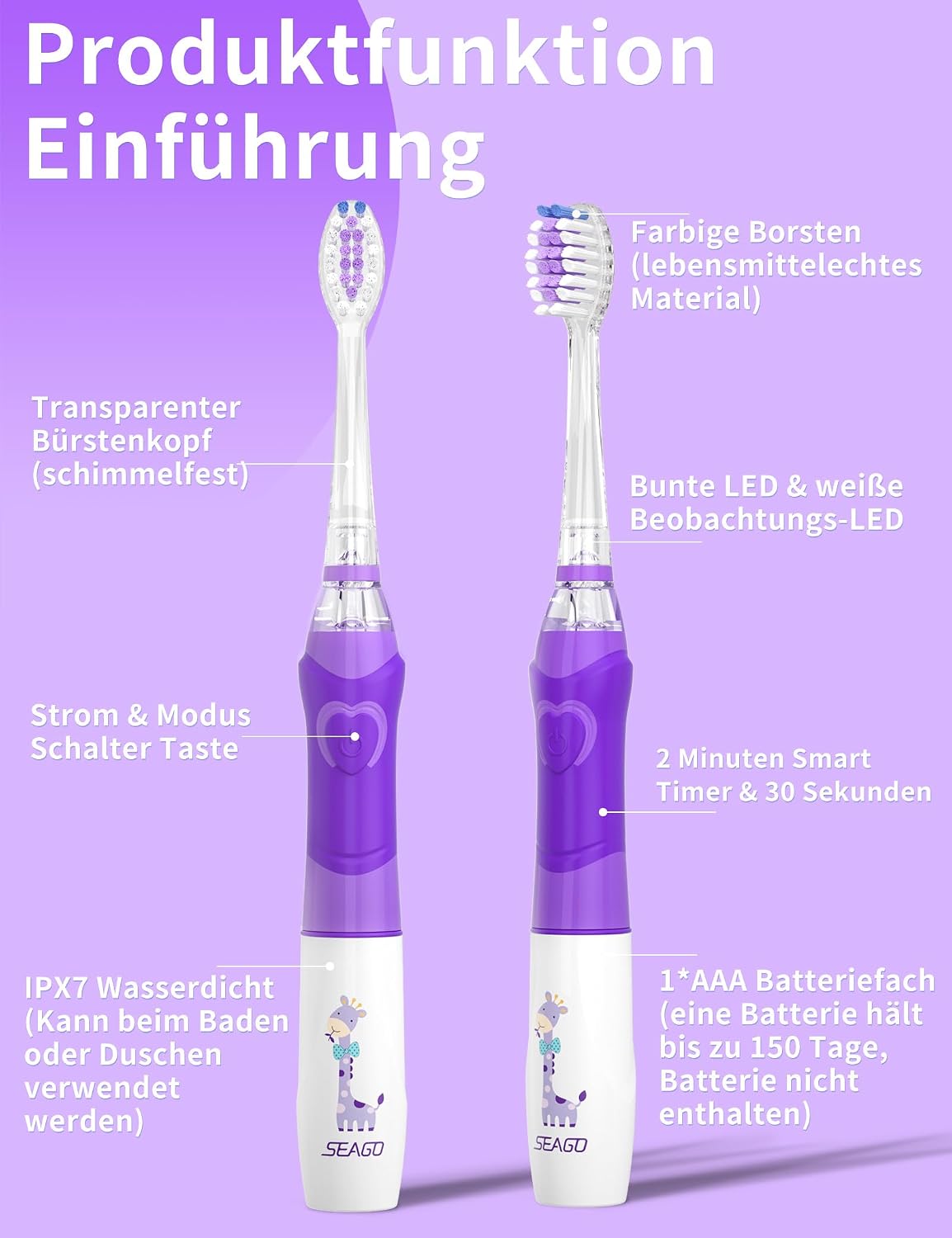 Thumbnail 3 de Seago SG977 Kinderzahnbürste violett 24000 VPM