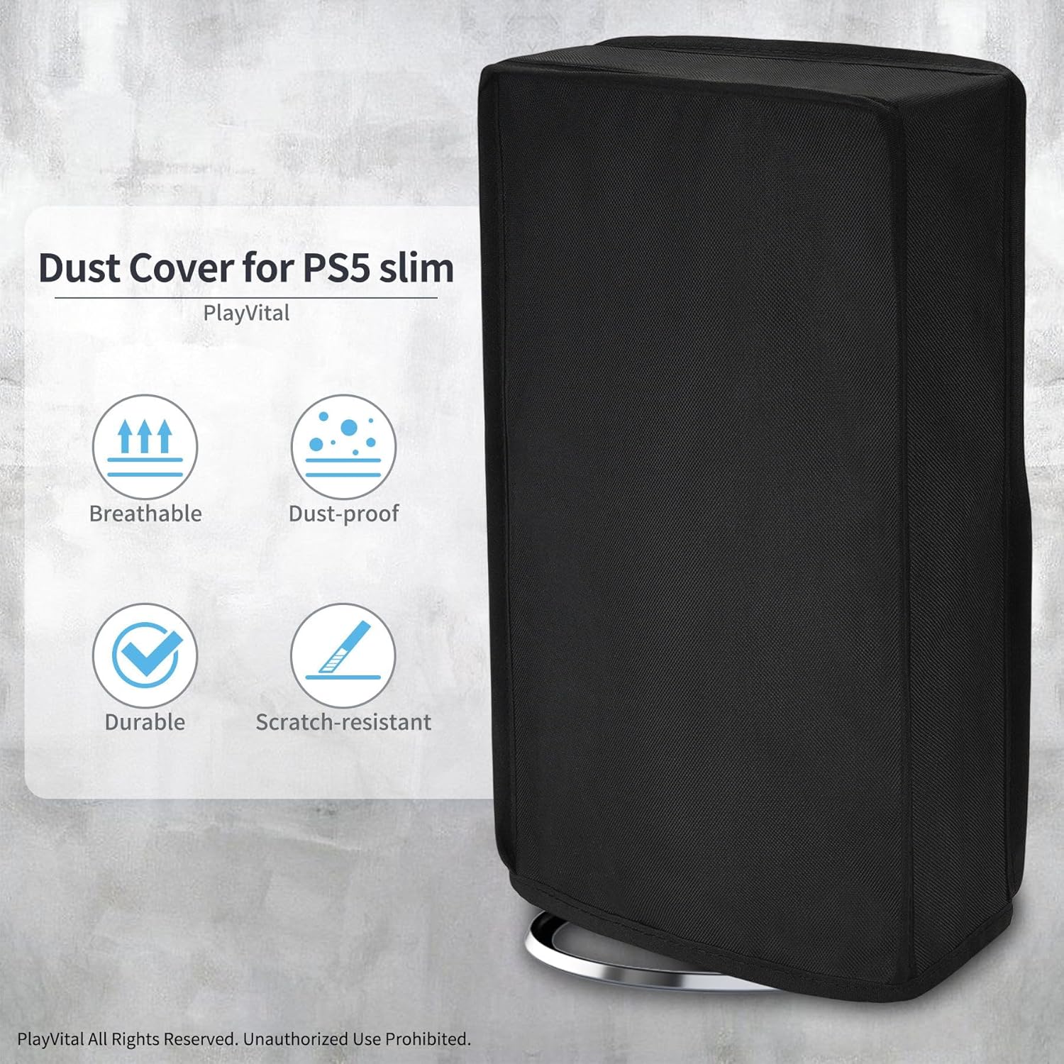 Thumbnail 2 de playvital Vertical Dust Cover for PS5 Slim Disc Edition (Black nylon protector sleeve)