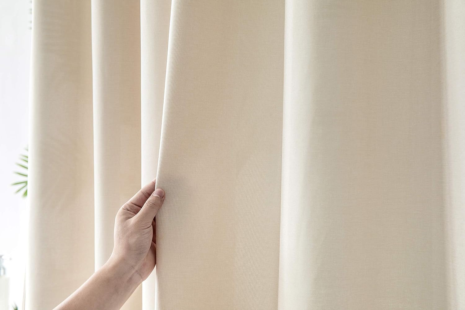 Detalle de Votoko B08-322 douchegordijn 180 x 200 cm, beige polyester, waterafstotend