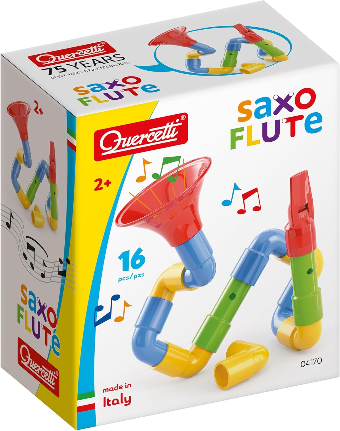 Detalle de Quercetti Saxoflute: kit musicale creativo per bambini 2–4 anni, strumenti colorati da costruire