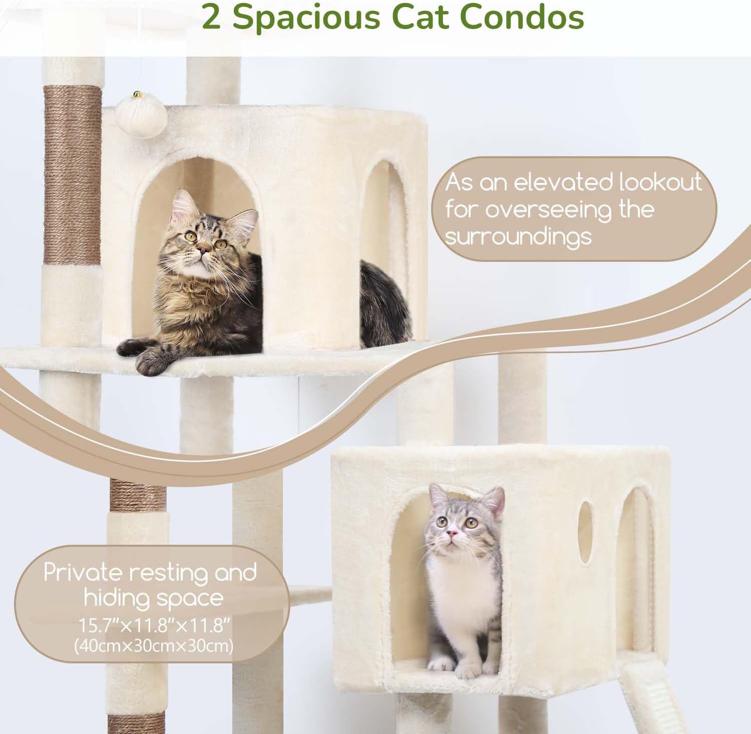 Detalle de Globlazer F70 Pro 70-Inch Cat Tree with Sisal Scratching Posts and Hammock