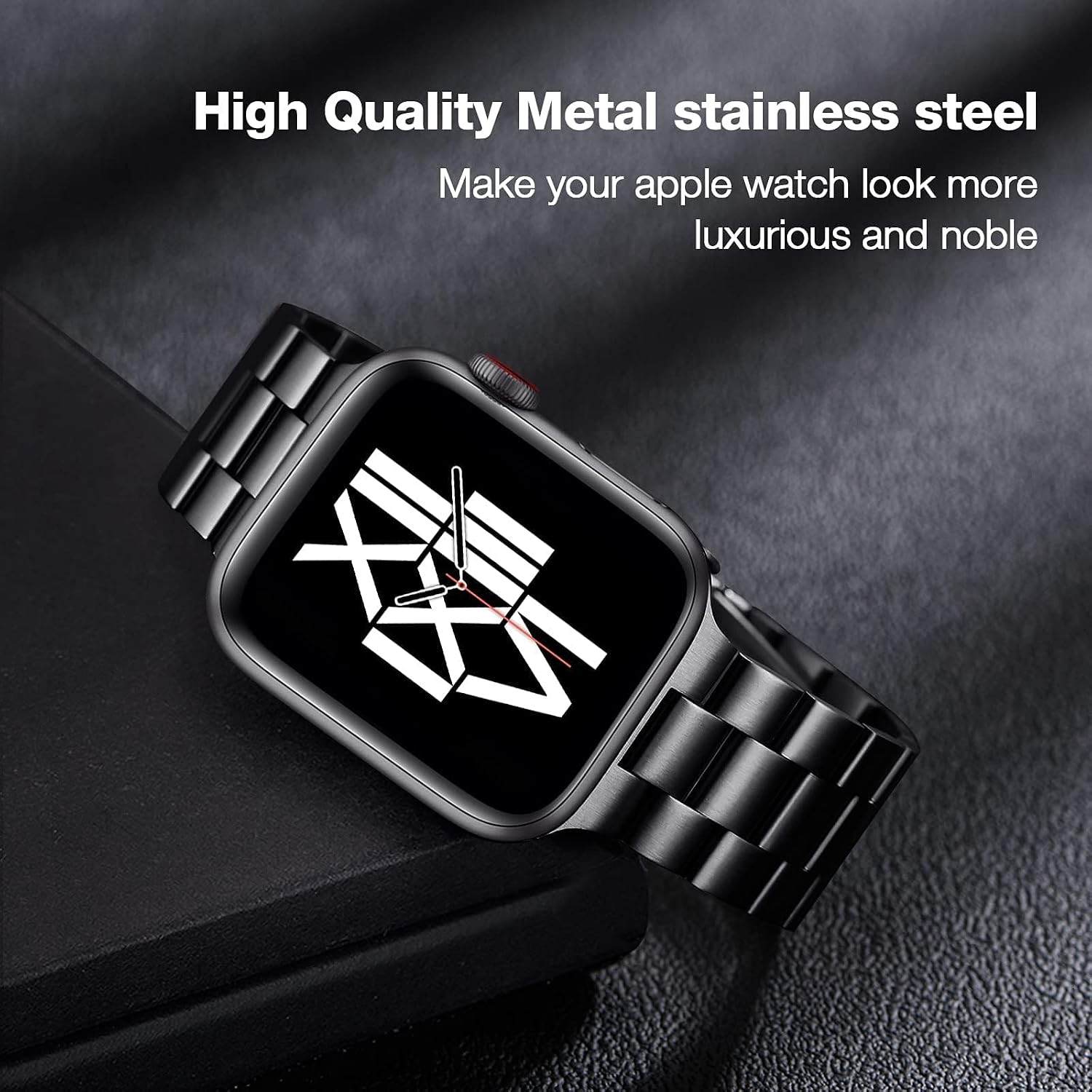Thumbnail 4 de SUNFWR Metal Apple Watch Band, Black 316L Stainless Steel, Adjustable Links