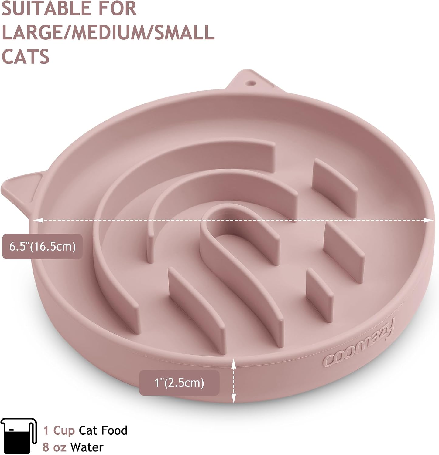 Detalle de Coomazy Anti Schling Napf für Katzen – Silikon-Slow-Feeder, rutschfest, spülmaschinenfest (Pink)