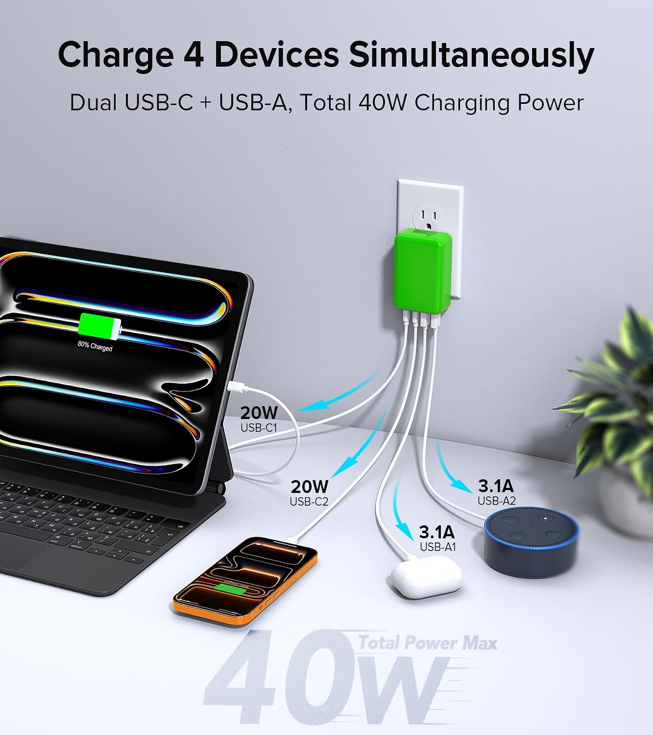 Detalle 1 de Multiport USB-C Wall Charger 40W