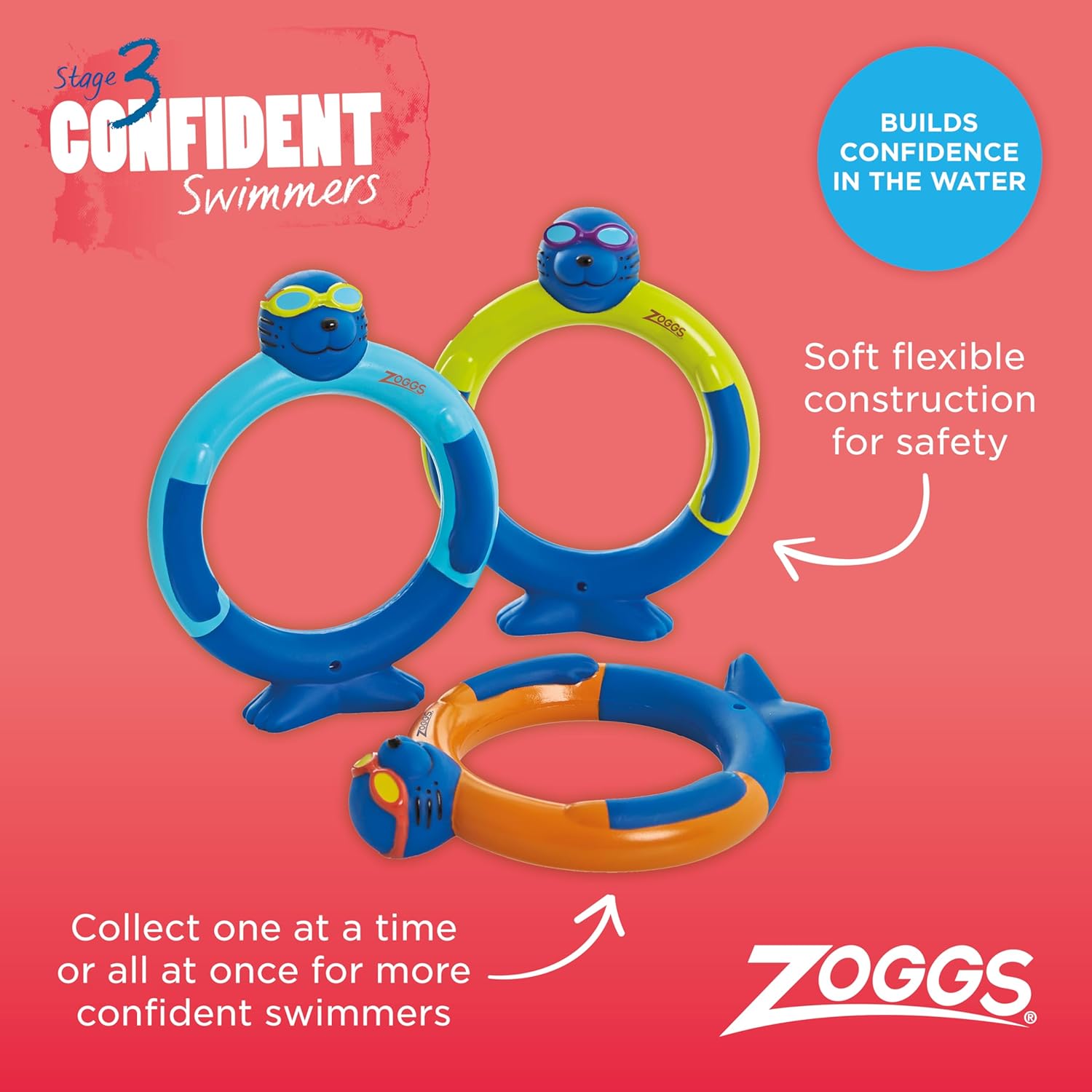 Detalle de Zoggs Zoggy Dive Rings – Pack de 3 pour enfants