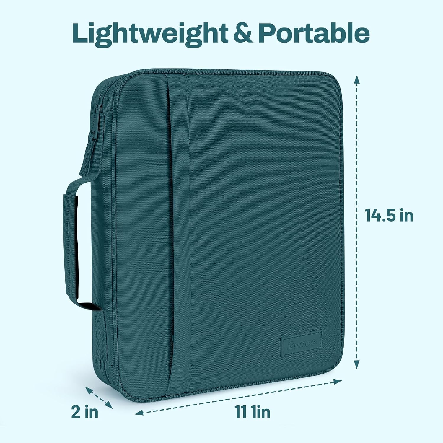 Detalle de SUNEE Zipper Binder, 1-Inch Removable O-Ring, 5 Dividers, Dark Teal-Green
