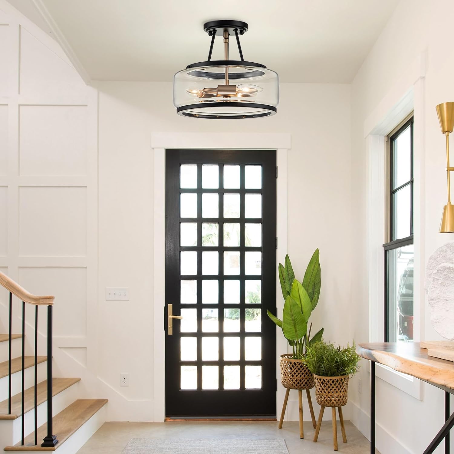 Detalle 2 de Semi-flush mount ceiling light, 11.8-inch drum