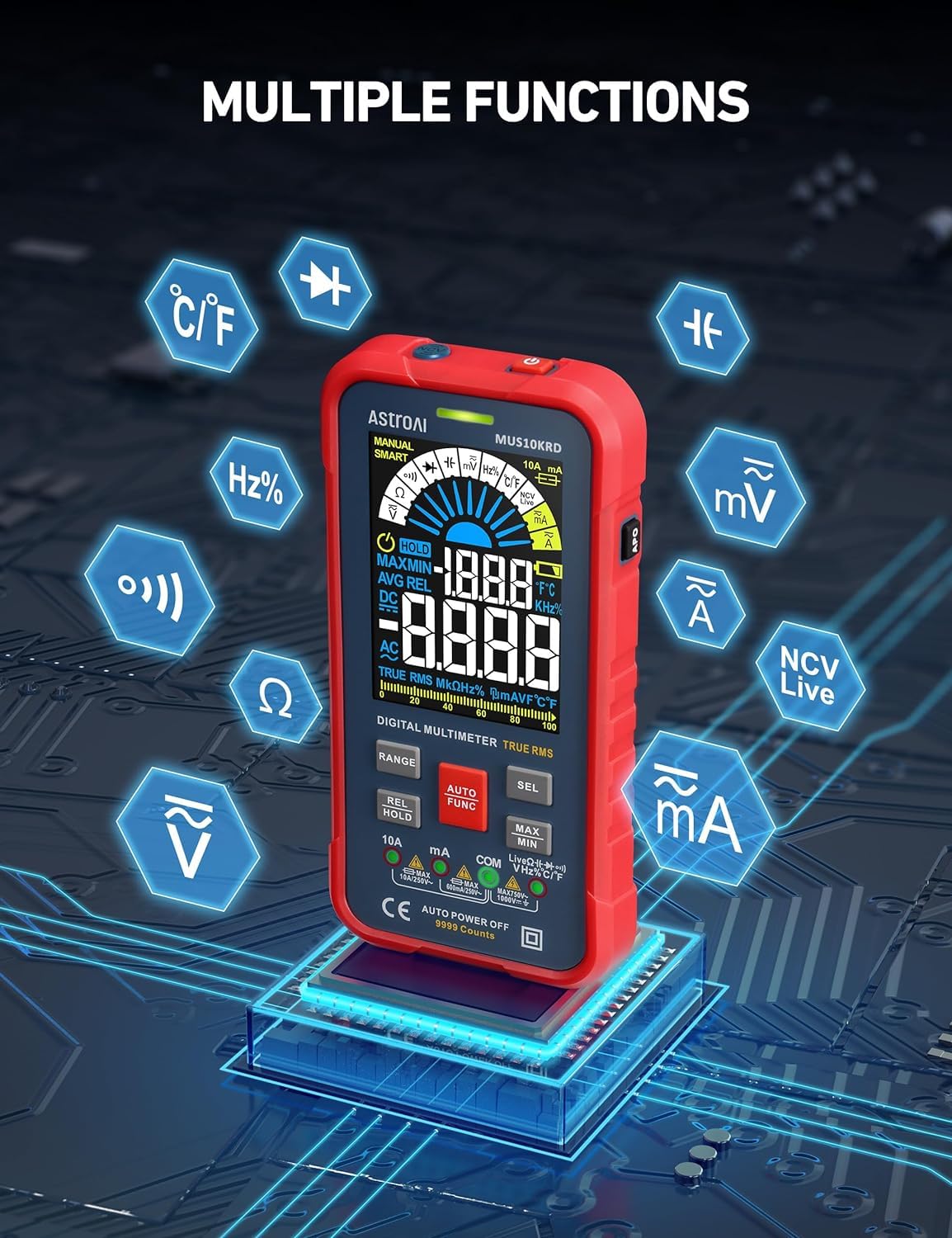 Thumbnail 6 de AstroAI MUS10KRD Digital Multimeter, 10,000 Counts, True RMS, Colour LCD