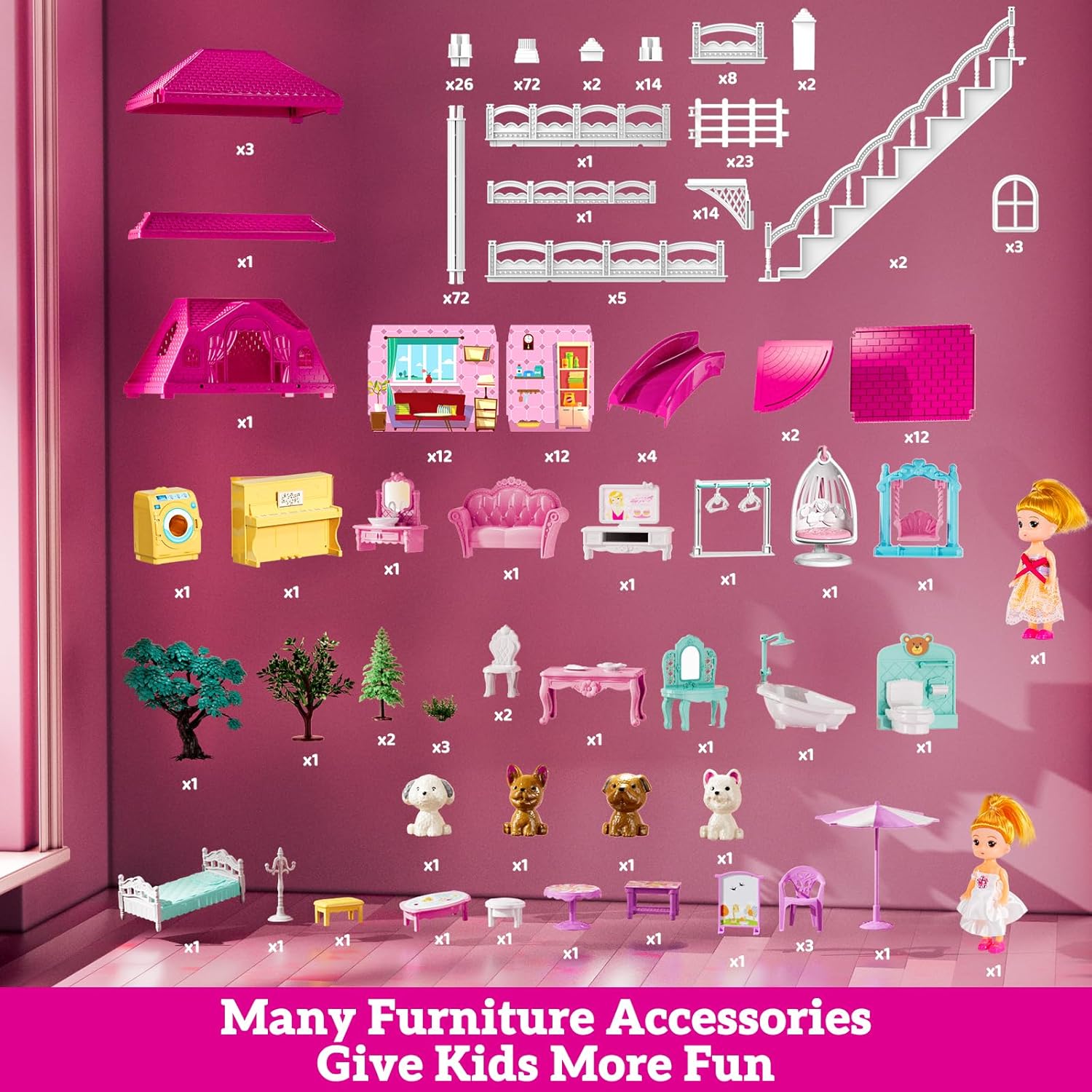 Thumbnail 6 de JUKUDAHU Villa Playset 4-Story Dollhouse