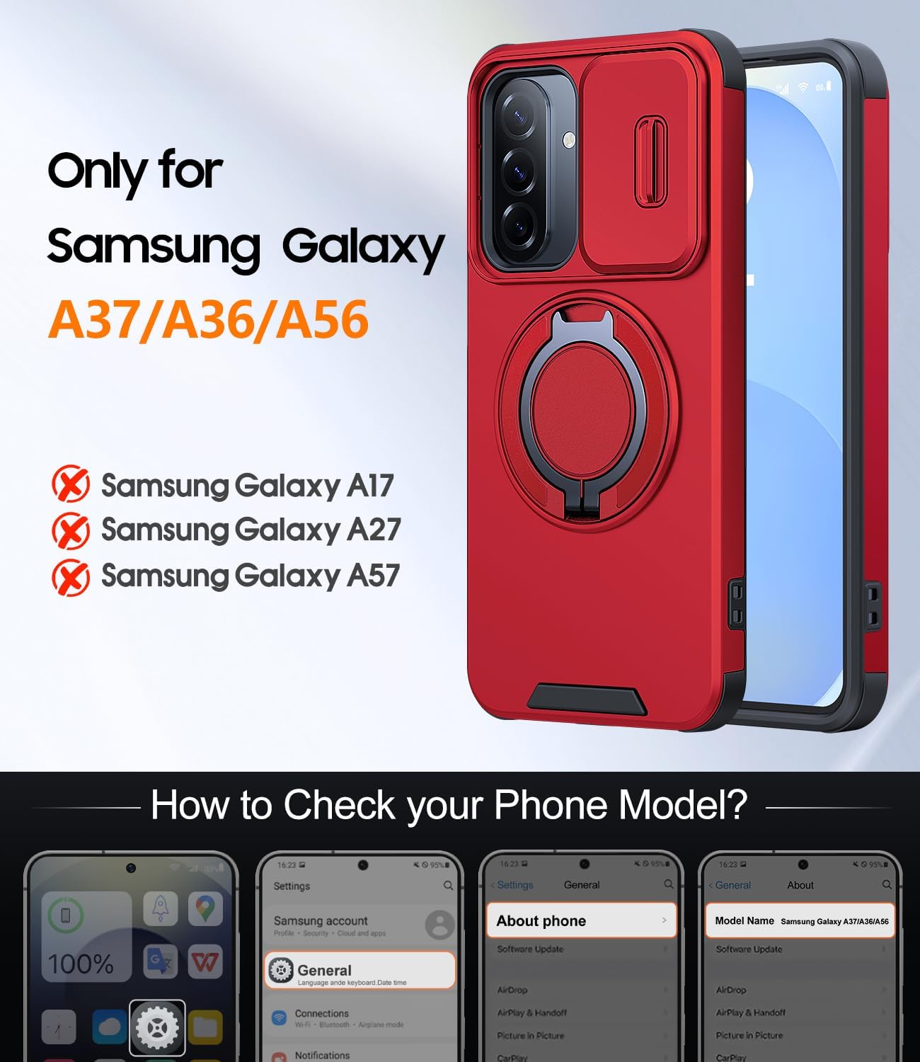 Thumbnail 1 de AOUIA Samsung A37 case with 2 pack screen