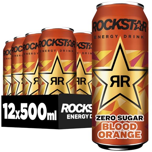 Detalle de Rockstar Energy Drink Blood Orange Zero Sugar – 12 x 0,5 l, koffeinhaltig