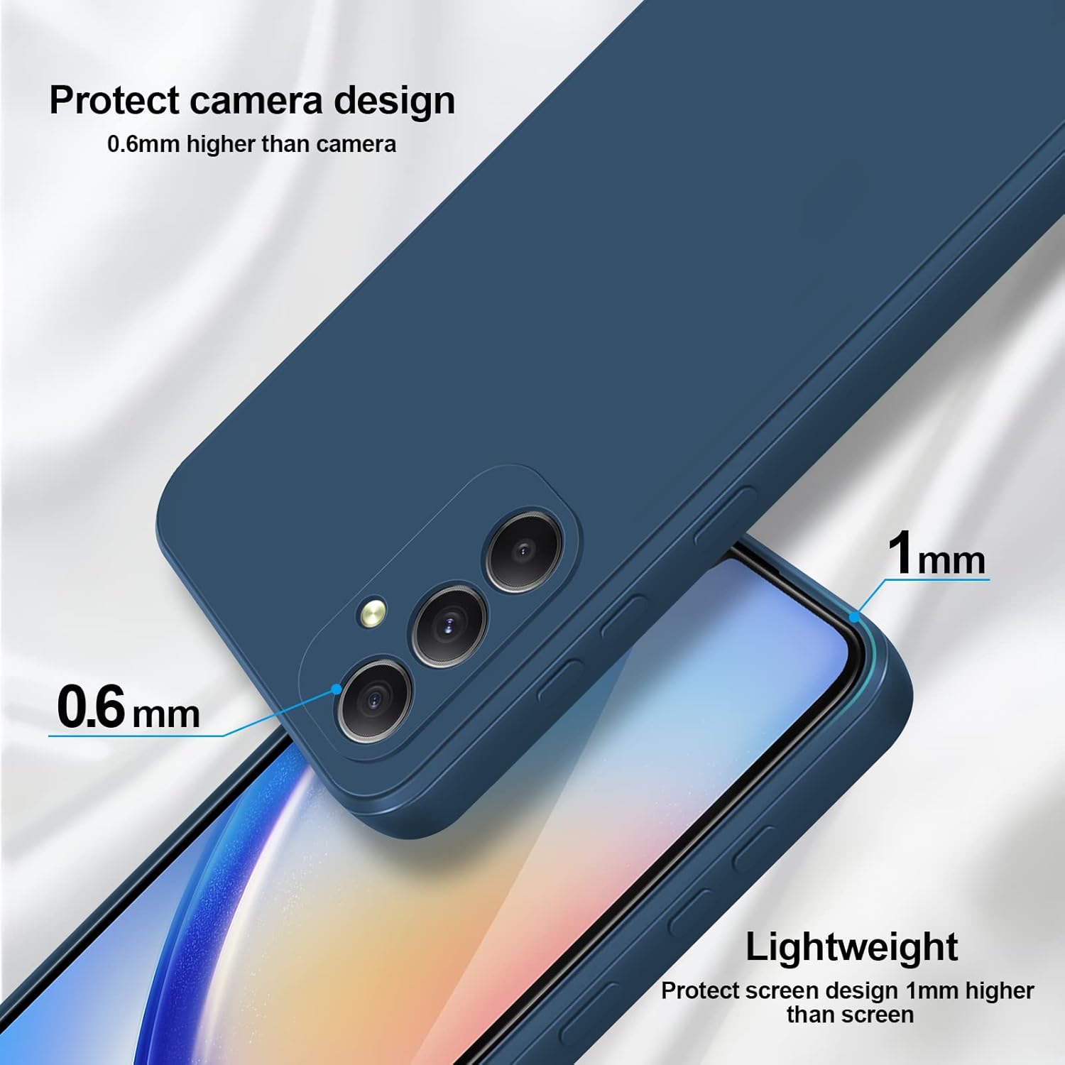 Thumbnail 2 de GiiYoon Hülle aus Flüssigsilikon für Samsung Galaxy A34 5G – Blau, Rundumschutz