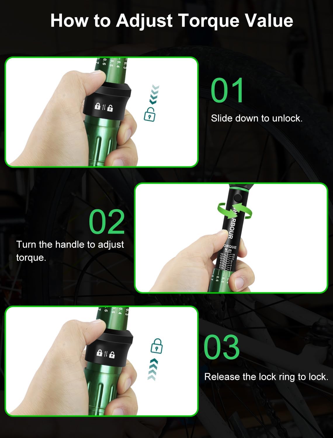 Thumbnail 5 de Uharbour 1/4" Torque Wrench Set (1–15 Nm) with Bits, Extension Rod & Calibration Certificate