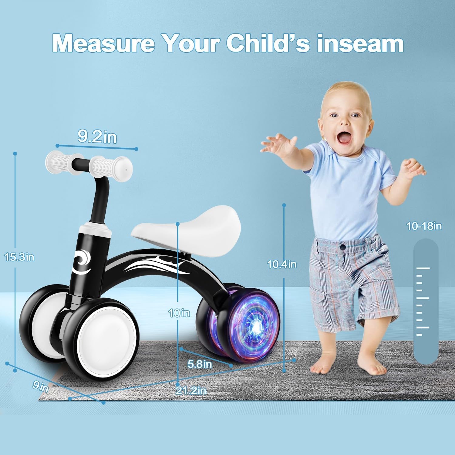 Detalle 2 de Colorful Lighting Baby Balance Bike 10–36 Months