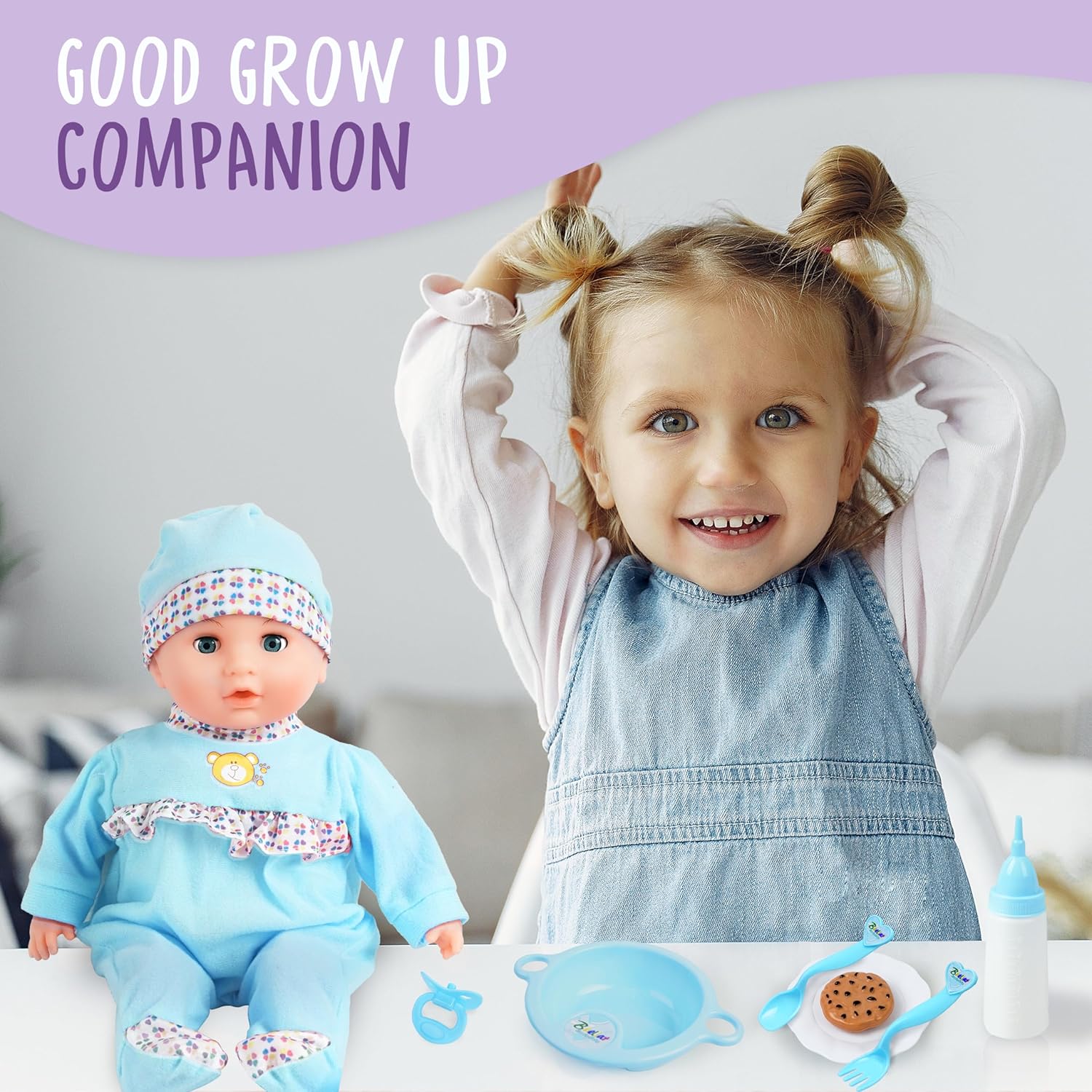 Detalle 2 de Toy Choi's 16" Blue Talking Baby Doll – A Practical Mini Nurse or Caretaker Doll for Early Years