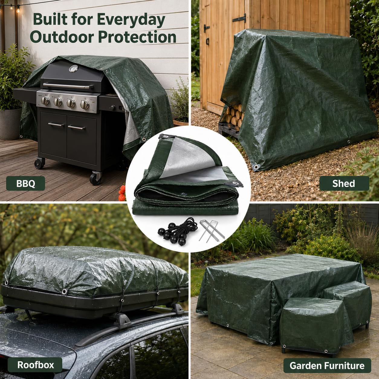 Thumbnail 6 de PVEGOS 130GSM Waterproof Tarpaulin 3m x 3m