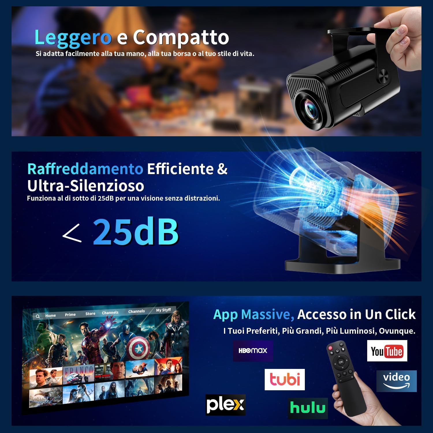 Thumbnail 3 de Proiettore [App integrata & 2026 Upgraded] 1080P/4K con WiFi 6 e Bluetooth 5.2 – Nero
