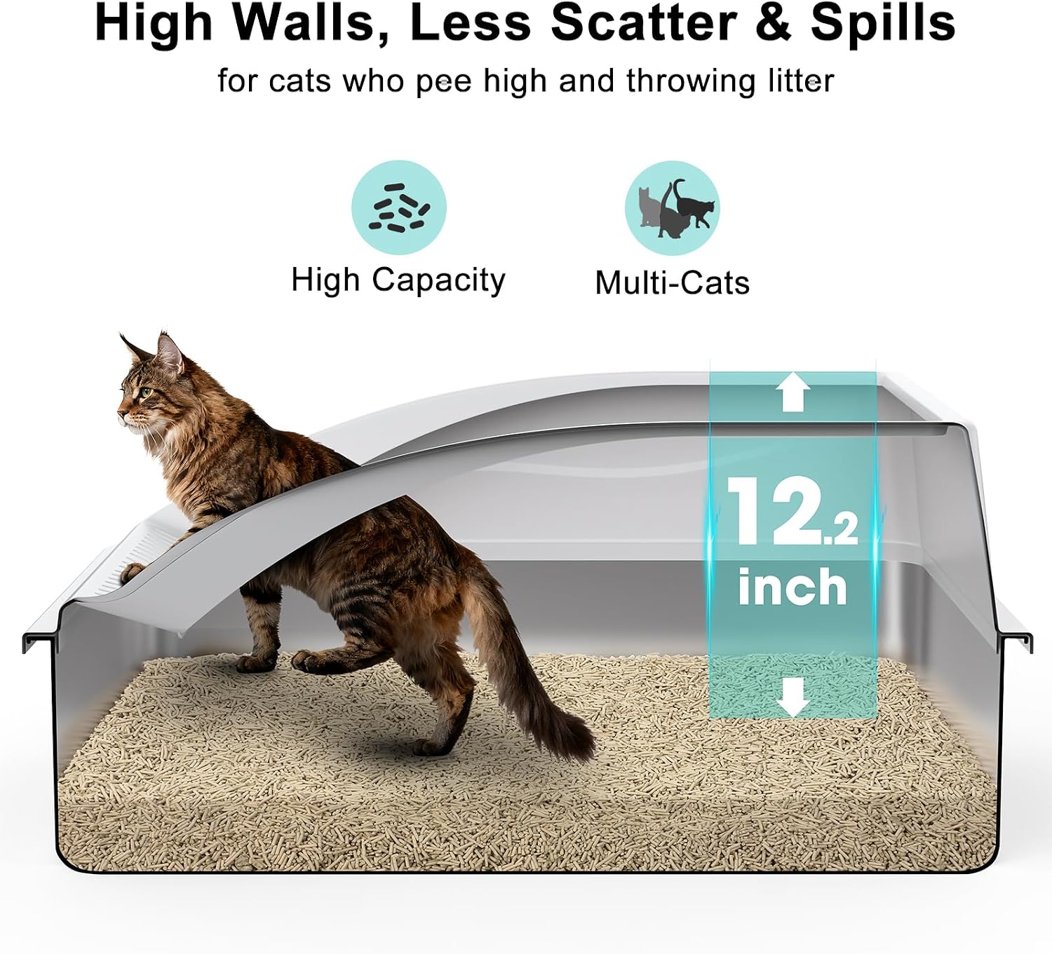 Detalle de AIPERRO PTSP013-LG-70x50x15CM New Stainless Steel Litter Box, XXX-Large