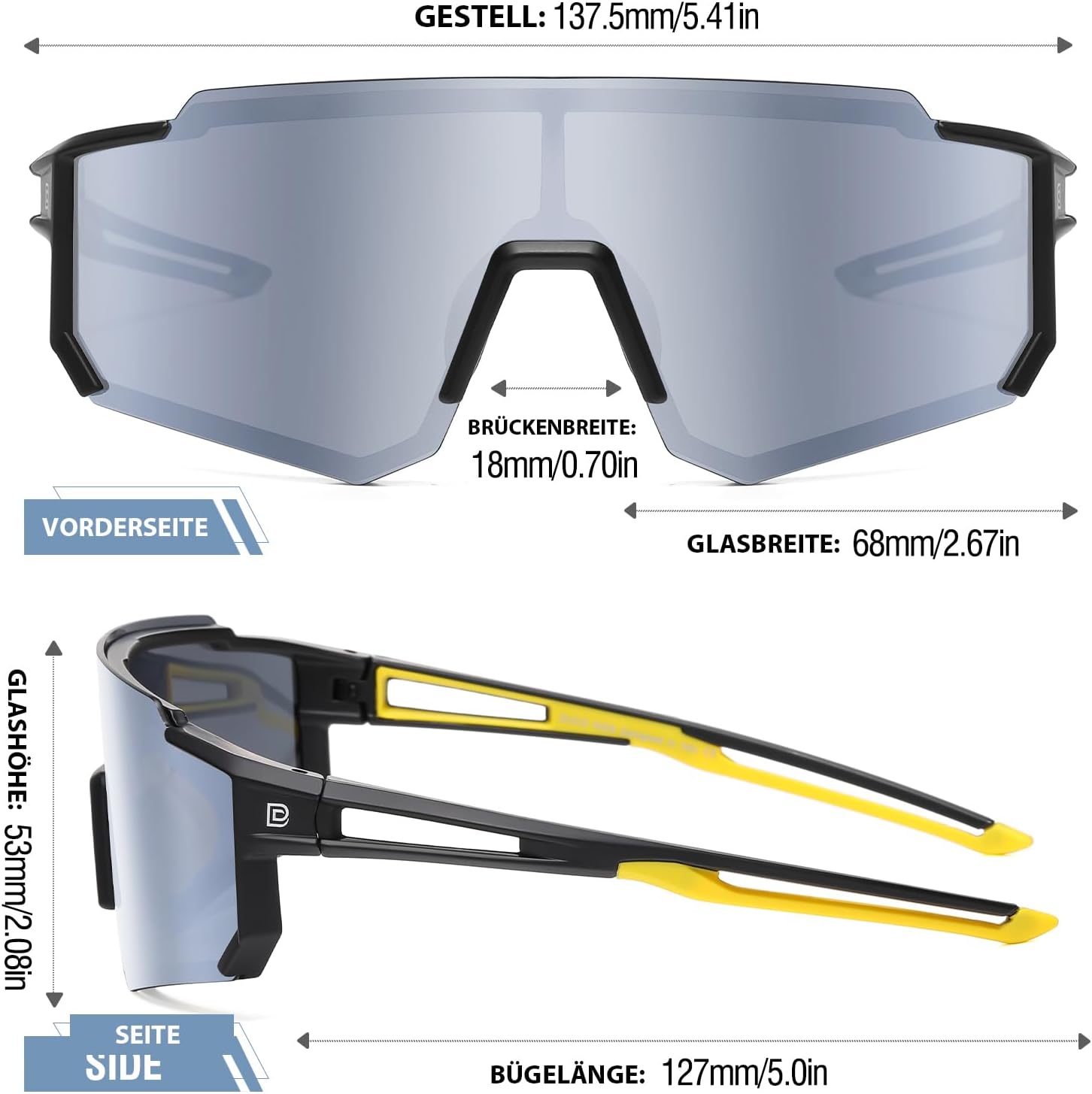 Detalle de DUCO Polarisierte Jugend-Sonnenbrille DK310 – UV400, leichtes TR90, verstellbares Band, 8–16 Jahre