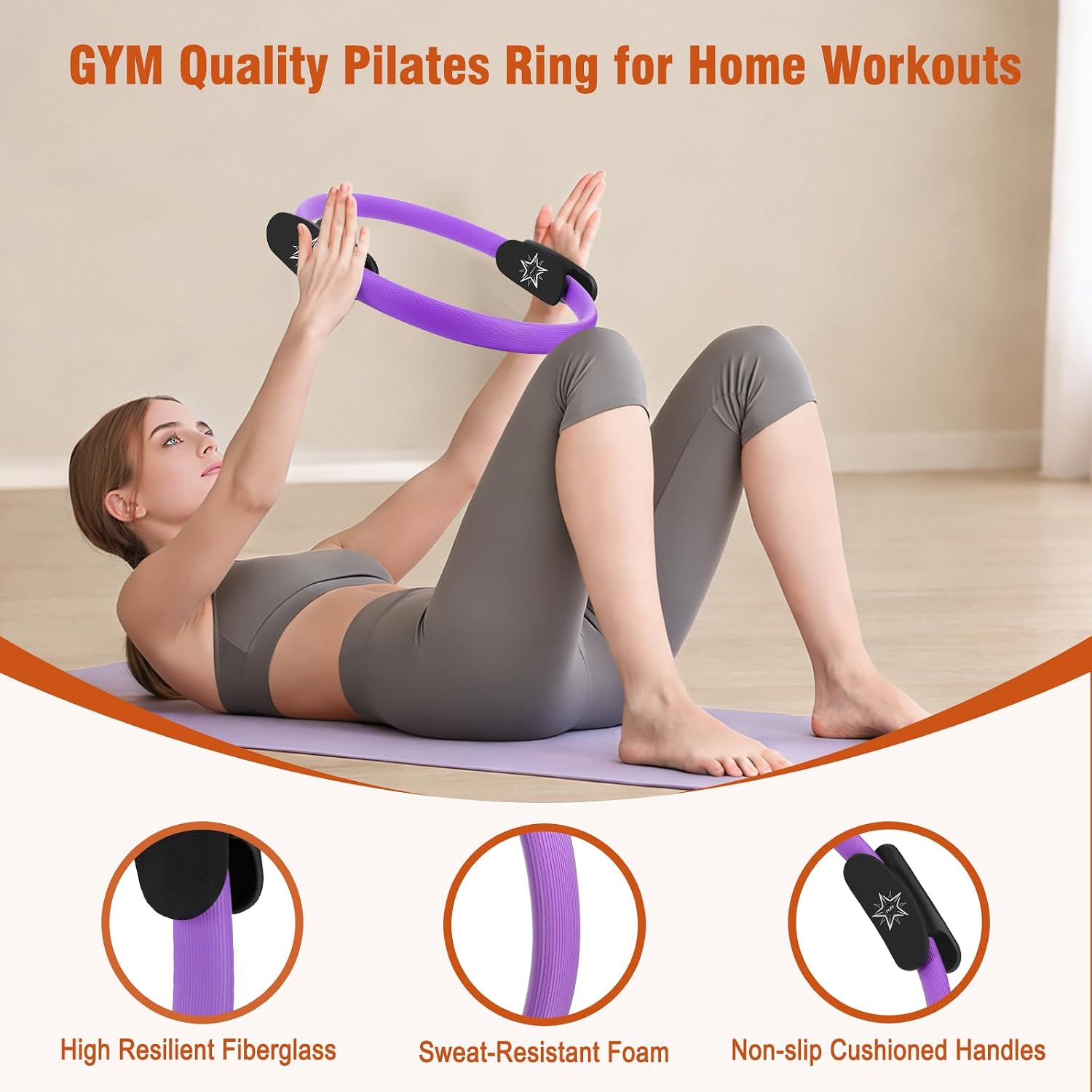 Thumbnail 2 de Muuruu Pilates Ring Set Kit with 14-Inch Ring, Ball, Bands and Weights