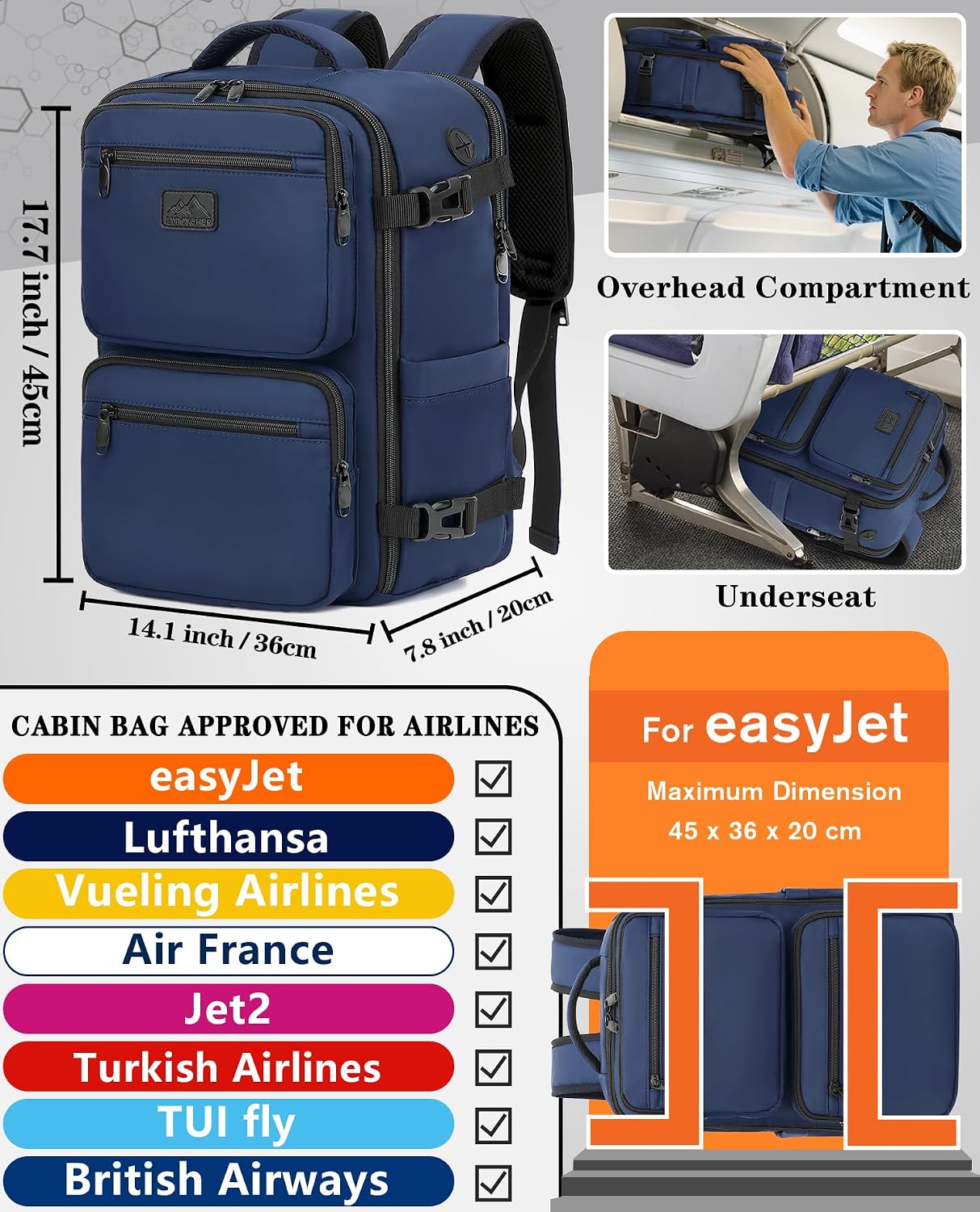 Thumbnail 1 de LYNXCHER Cabin Bag underseat carry-on backpack