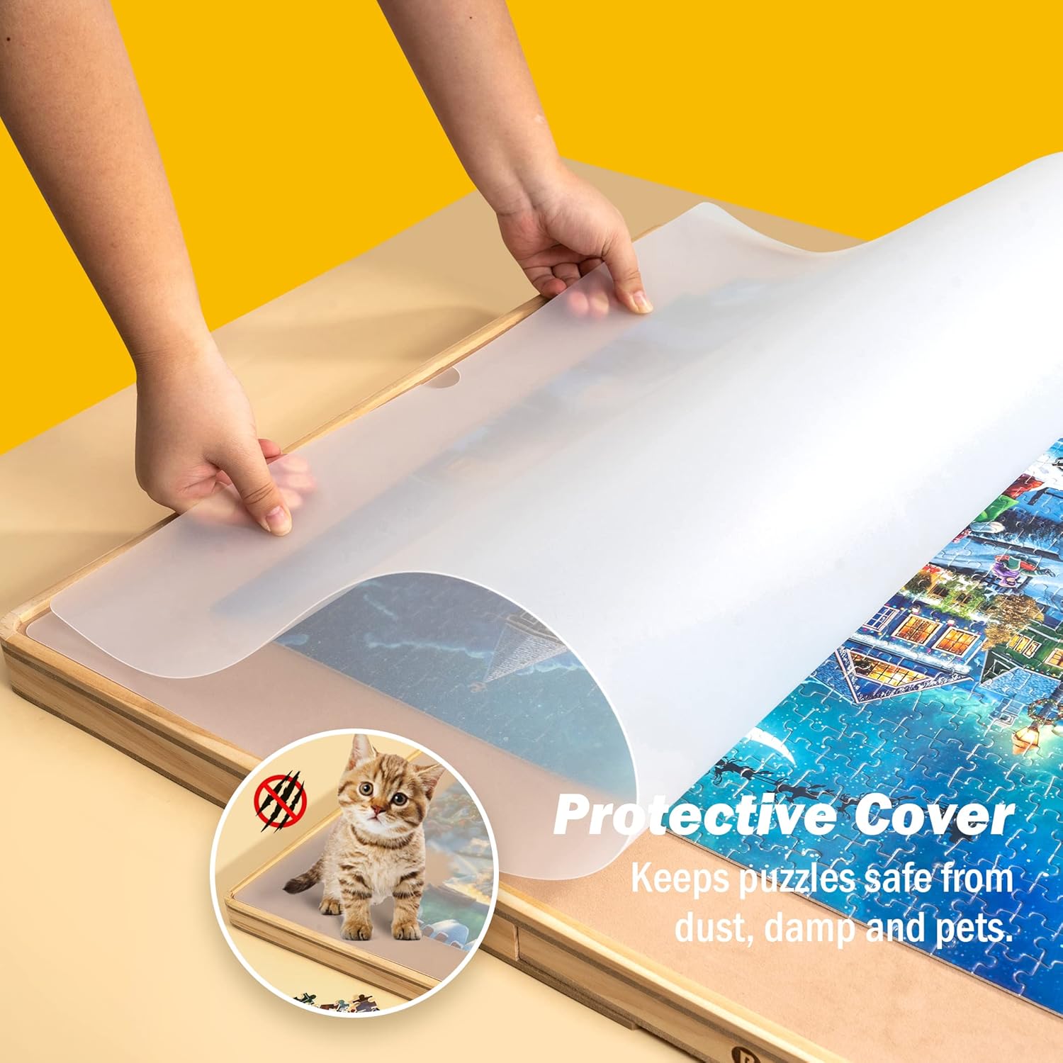 Detalle de Becko US Puzzle Board with Cover & 6 Drawers – 1500-Piece Jigsaw Table