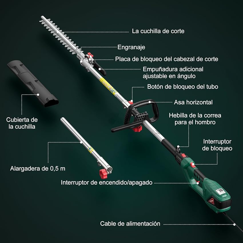 Thumbnail 6 de HYCHIKA Cortasetos eléctrico 900 W telescópico 200–250 cm