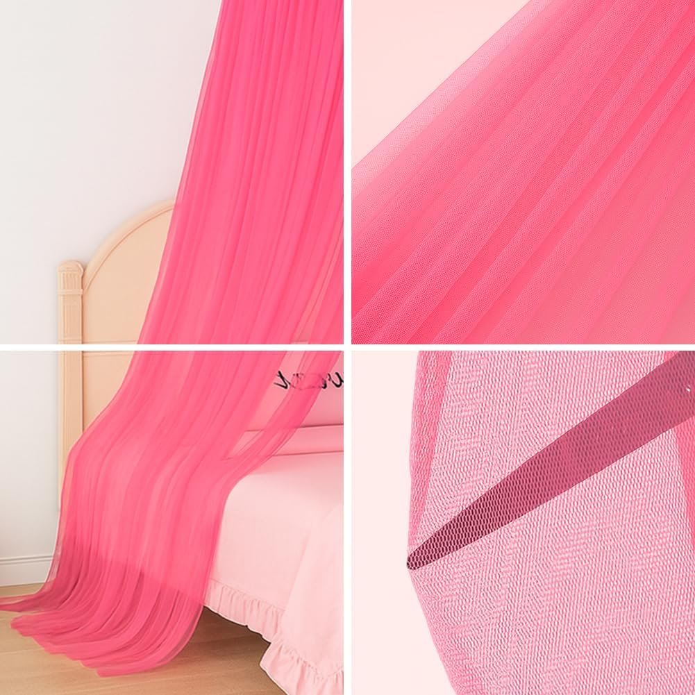 Thumbnail 2 de Vicloon sänghimmel med myggnät, rosa rund kupol för enkelsäng, 60 x 250 x 900 cm