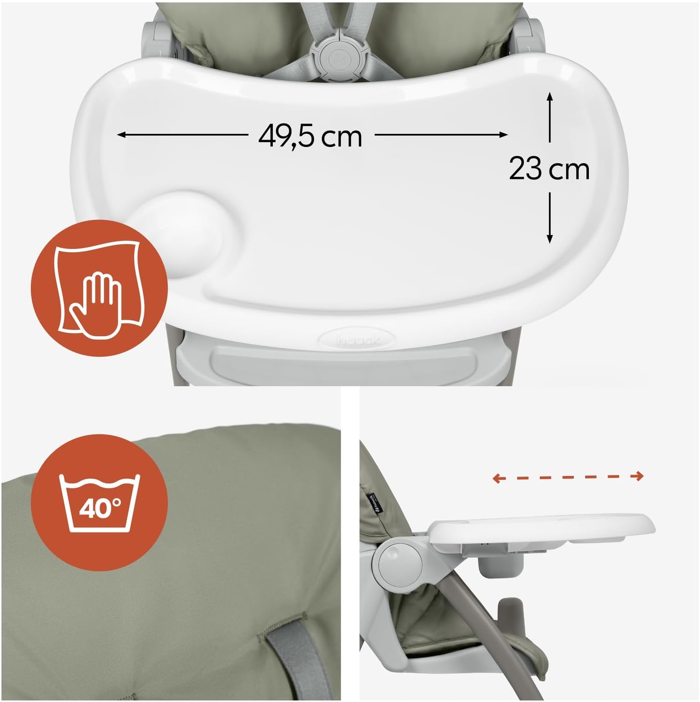 Thumbnail 3 de hauck Sit N Fold – Chaise Haute Bébé Pliable (6 mois – 15 kg) avec Harnais 5 Points et Plateau Réglable