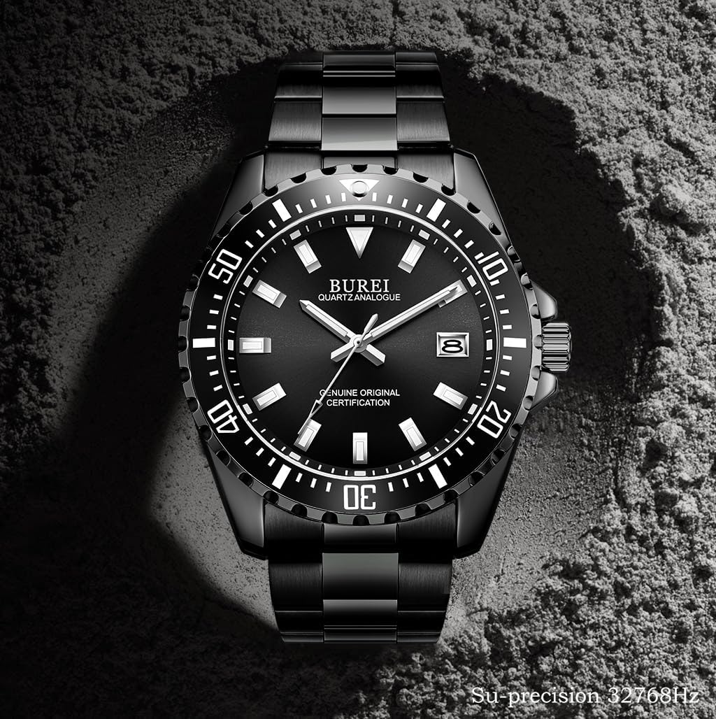 Detalle 2 de BUREI Montre homme quartz, cadran grand