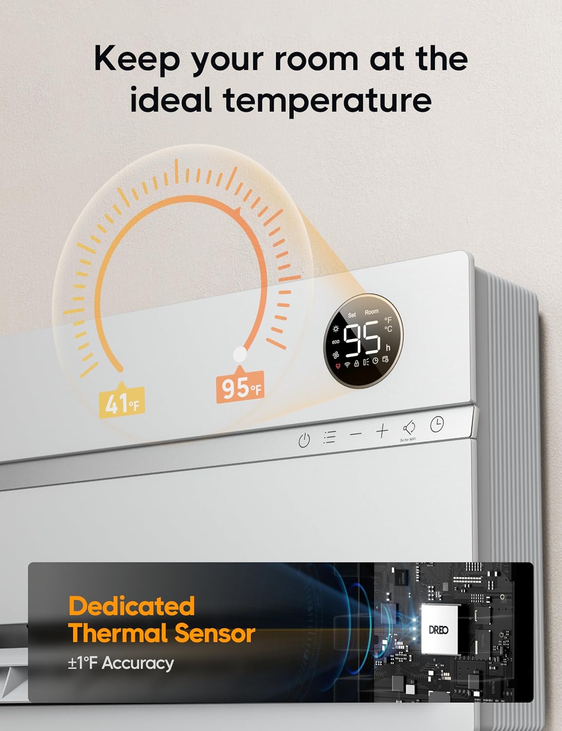 Thumbnail 5 de DREO DR-HSH009S Smart Wall Heater, 1500W, 120° Oscillation and Wi-Fi