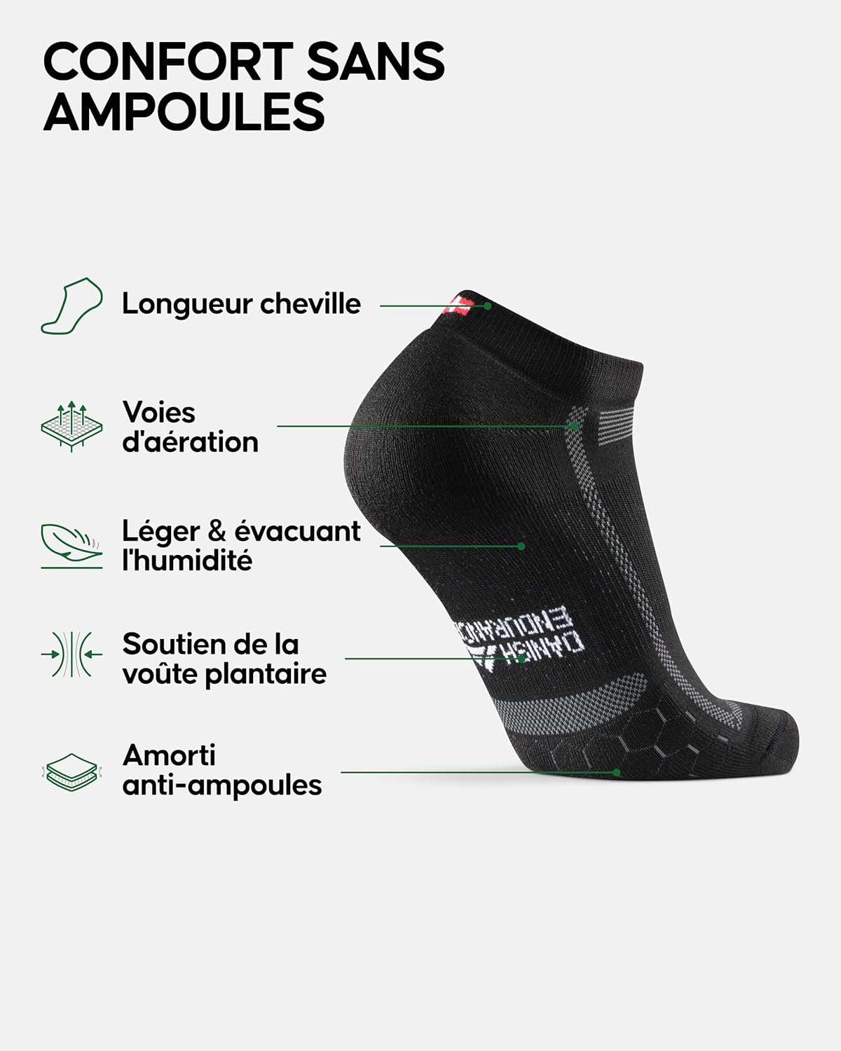 Thumbnail 1 de DANISH ENDURANCE Chaussettes Courtes de Running Longue Distance — 3 paires, unisex