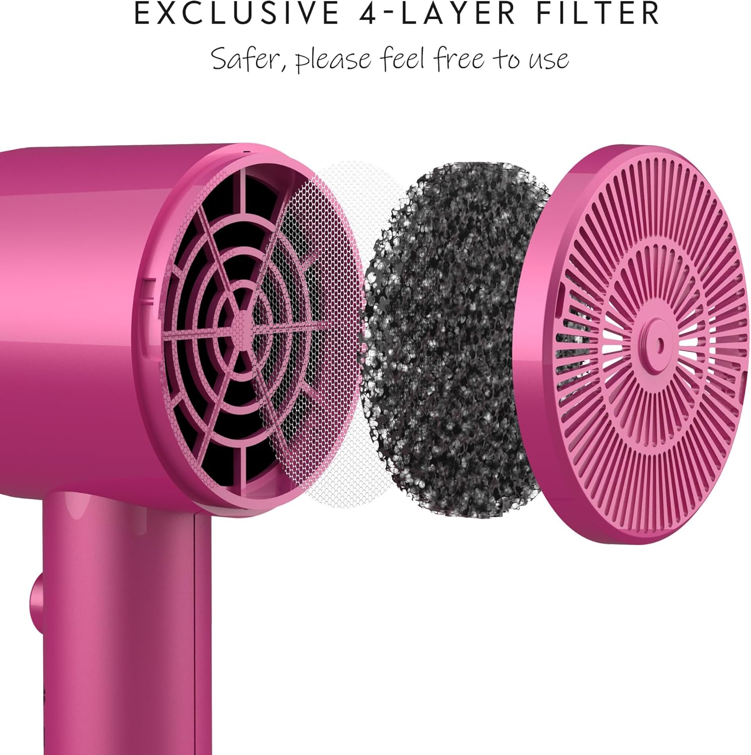 Thumbnail 1 de AINA Hair Dryer with Diffuser (110V) – Ionic Ceramic Blow Dryer in Neon Pink with Cold Shot & Turbo Heat