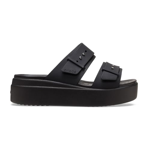 Detalle de Crocs Femme Brooklyn Buckle Low Wedge Sandales – Noir (41/42 EU)