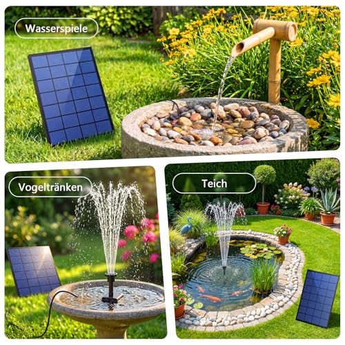 Thumbnail 7 de AISITIN Solarbrunnen 2,5 W DIY Teichpumpe mit 1,2 m Wasserleitung
