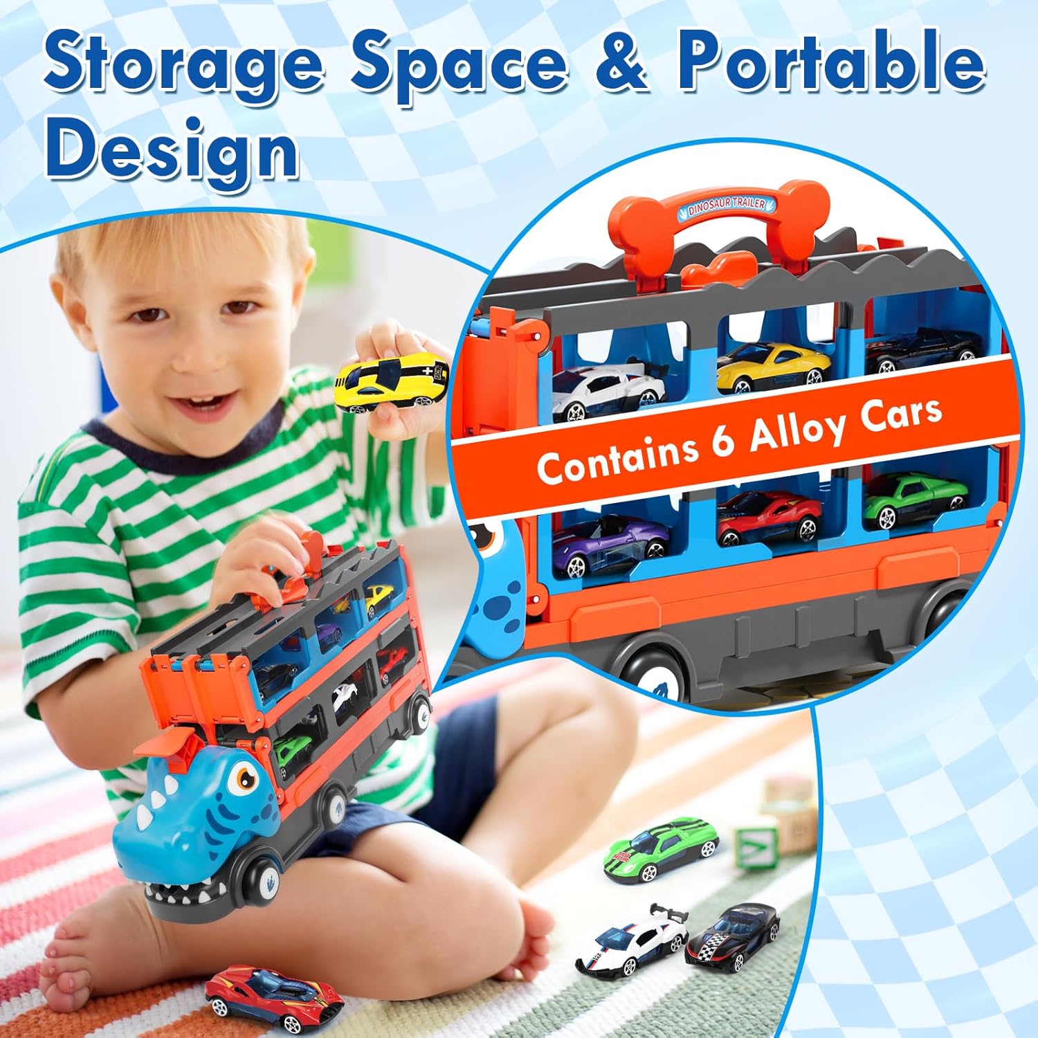 Thumbnail 3 de Lehoo Castle Dinosaur & Race Track Toy Set for 2–3 Year Old Boys and Girls with 6 Race Cars