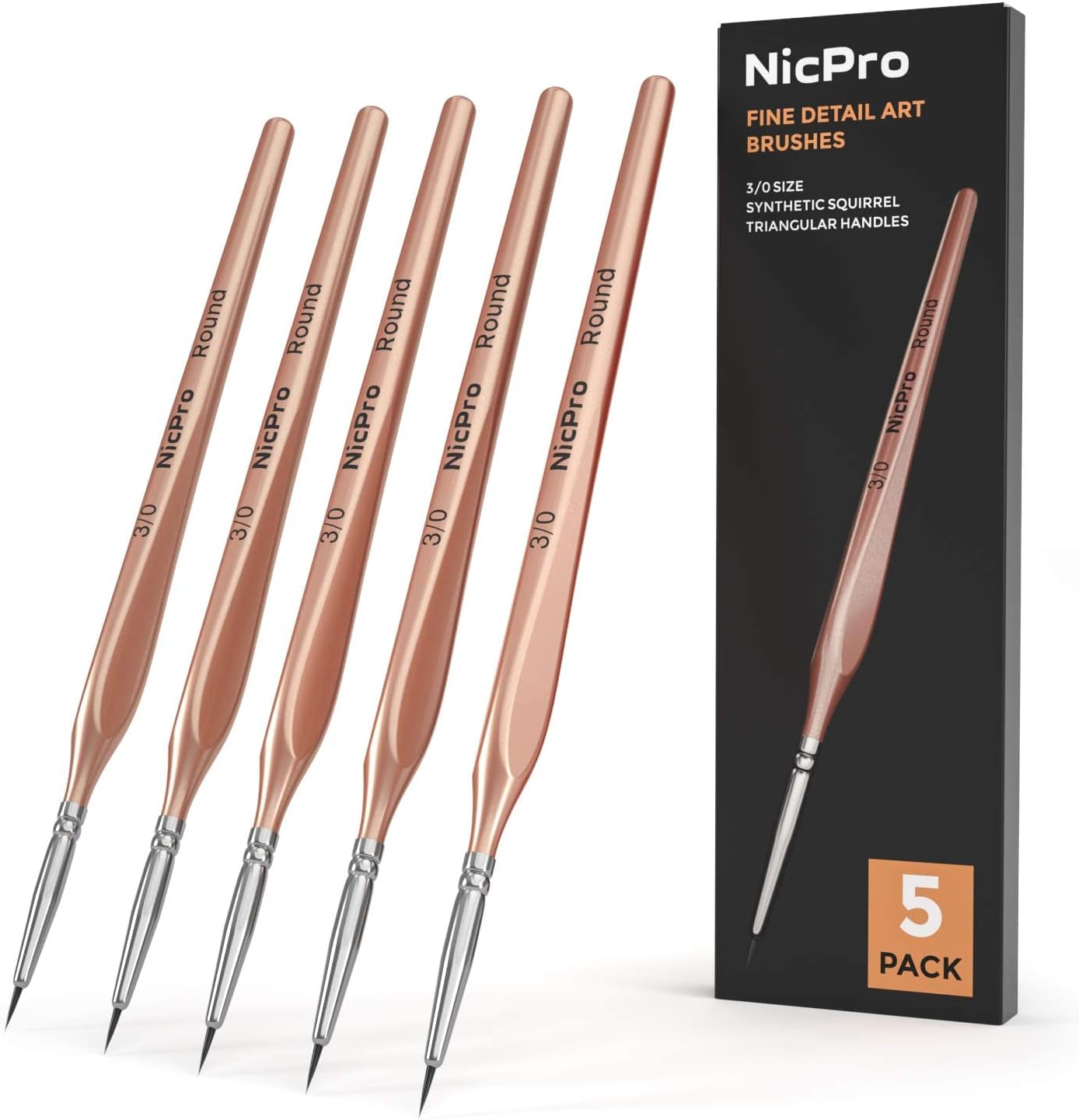 Detalle de Nicpro Fine Paint Brushes 5 PCS – Extra Fine 3/0 Detail Set for Miniatures and Nuanced Art