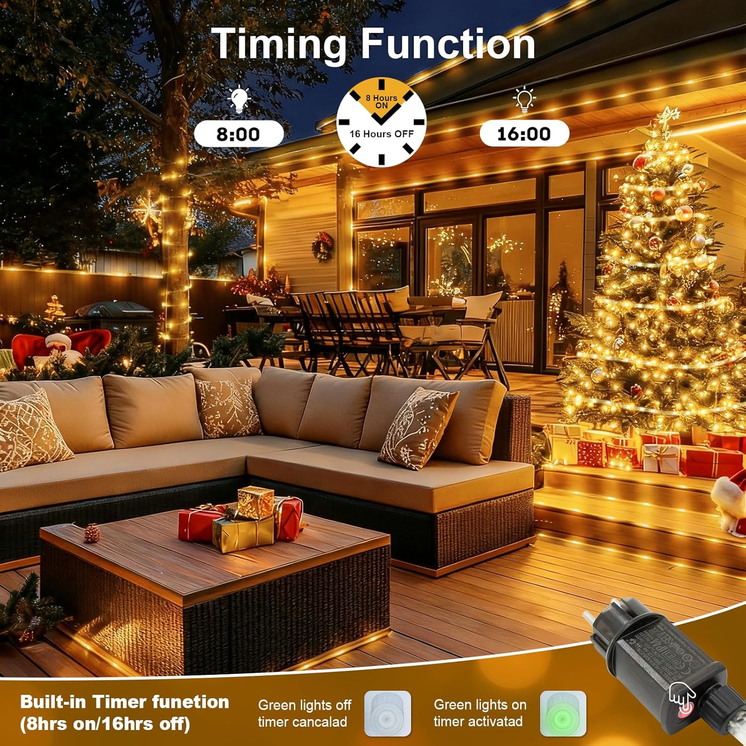 Detalle 1 de Liyade Tubo luminoso 30M 600 LED per esterni