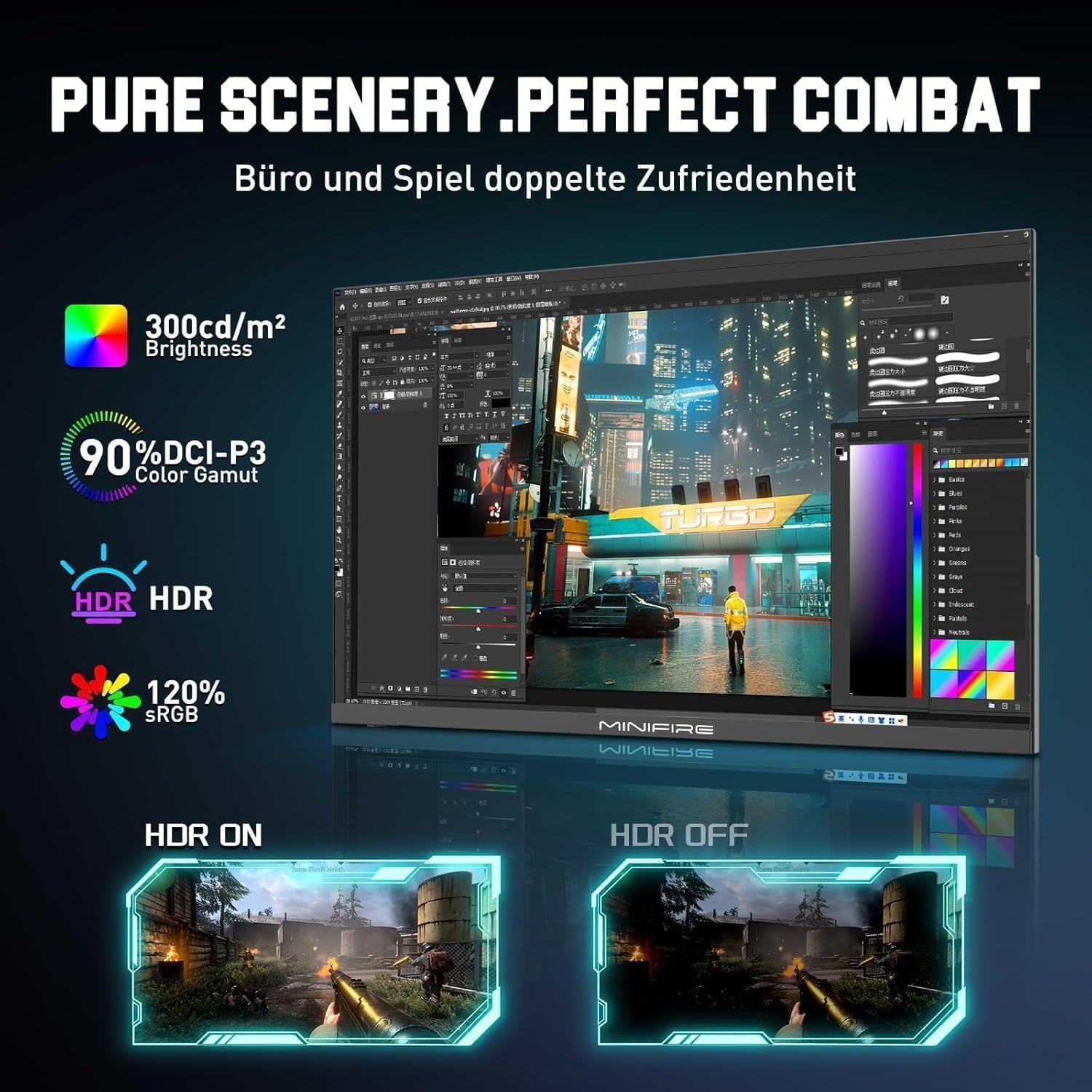 Thumbnail 5 de Minifire Gaming Monitor MFG25X1 PRO (24,5 Zoll, FHD, IPS, 240/300 Hz, 1 ms, FreeSync, HDR Ready)